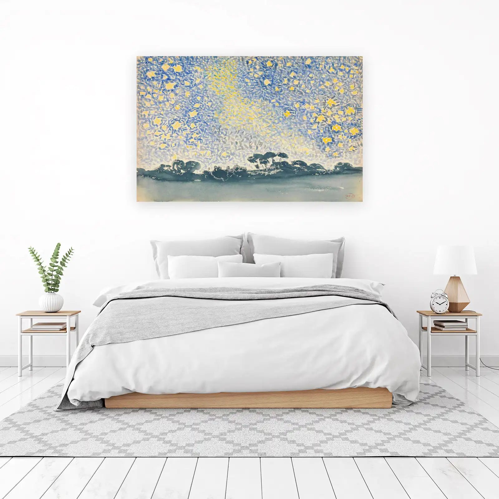 Vibrant Starry Night Landscape Wall Art