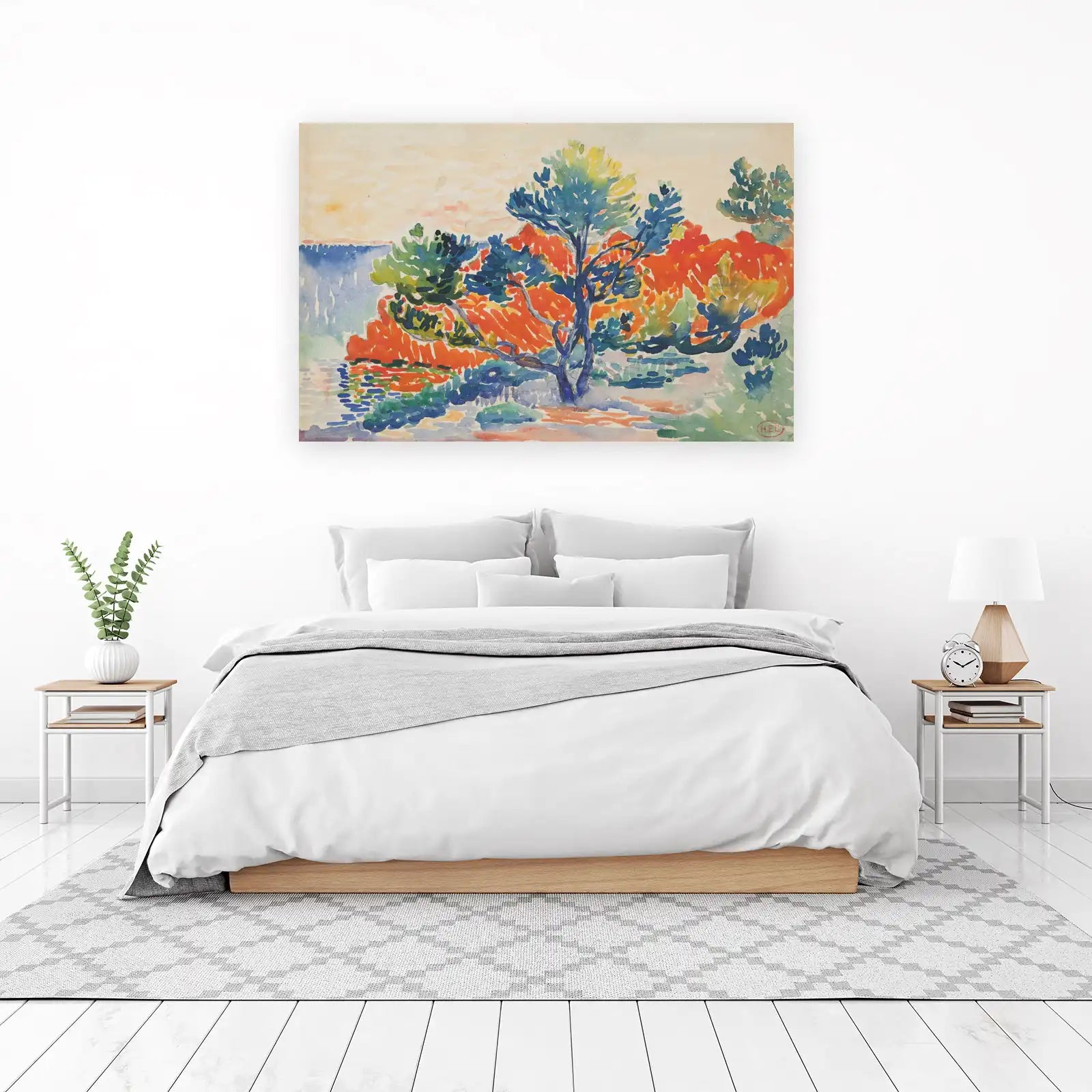 Vibrant Coastal Landscape Watercolor Wall Art
