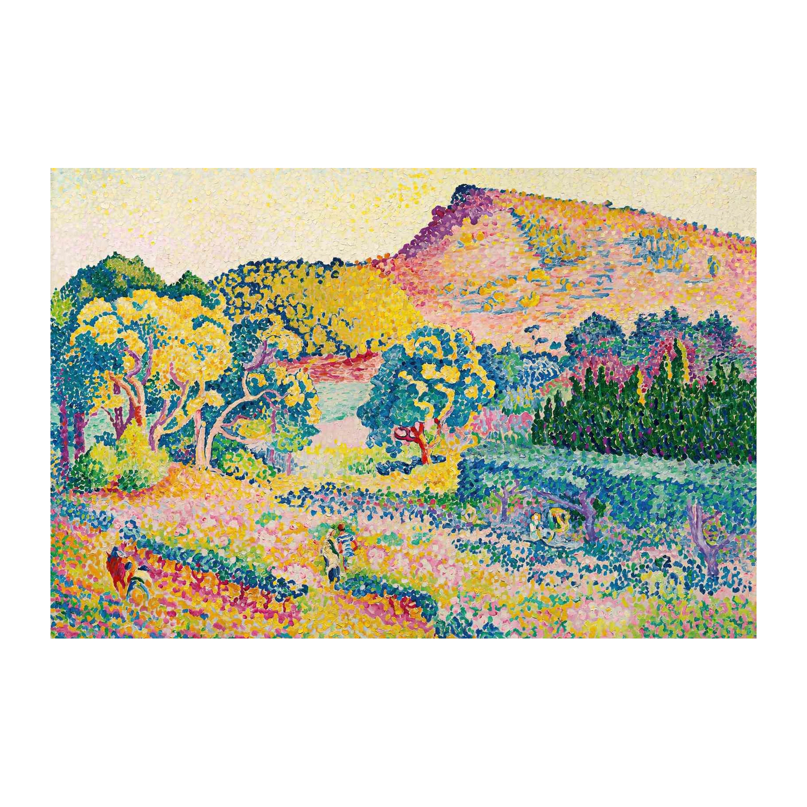 Vibrant Pointillist Landscape Wall Art