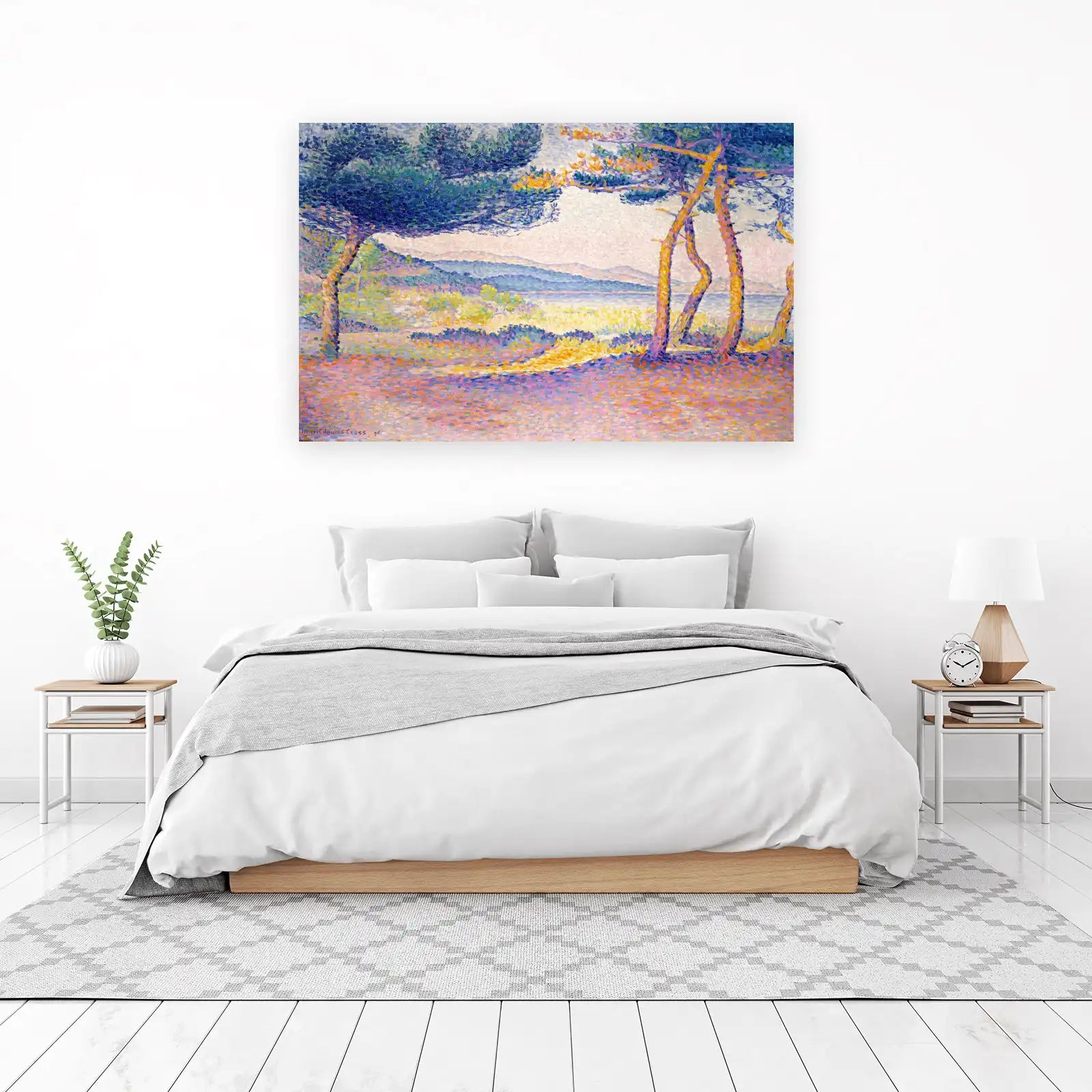 Pointillist Pine Trees Landscape Wall Art