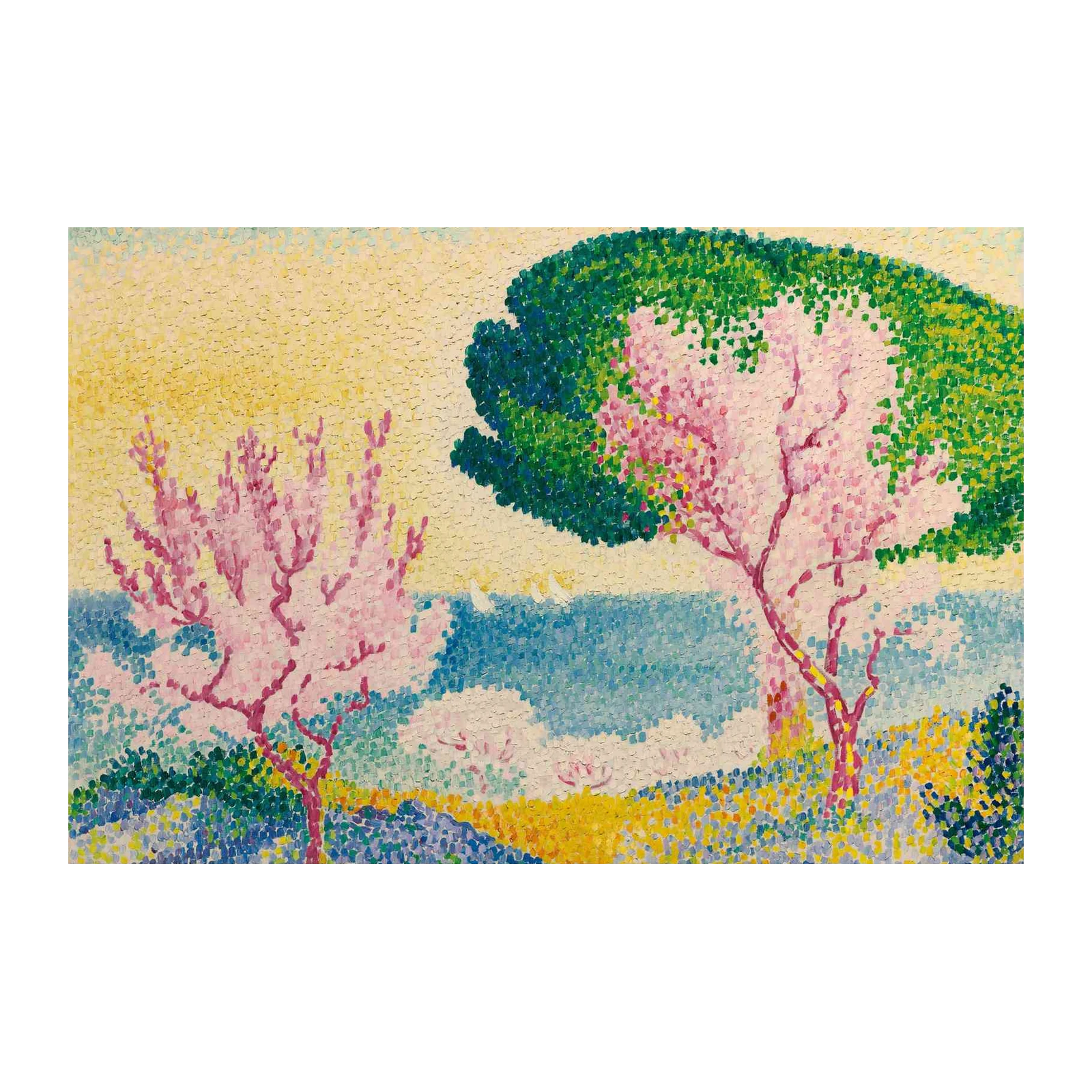 Pointillist Spring Blossom Seascape Wall Art