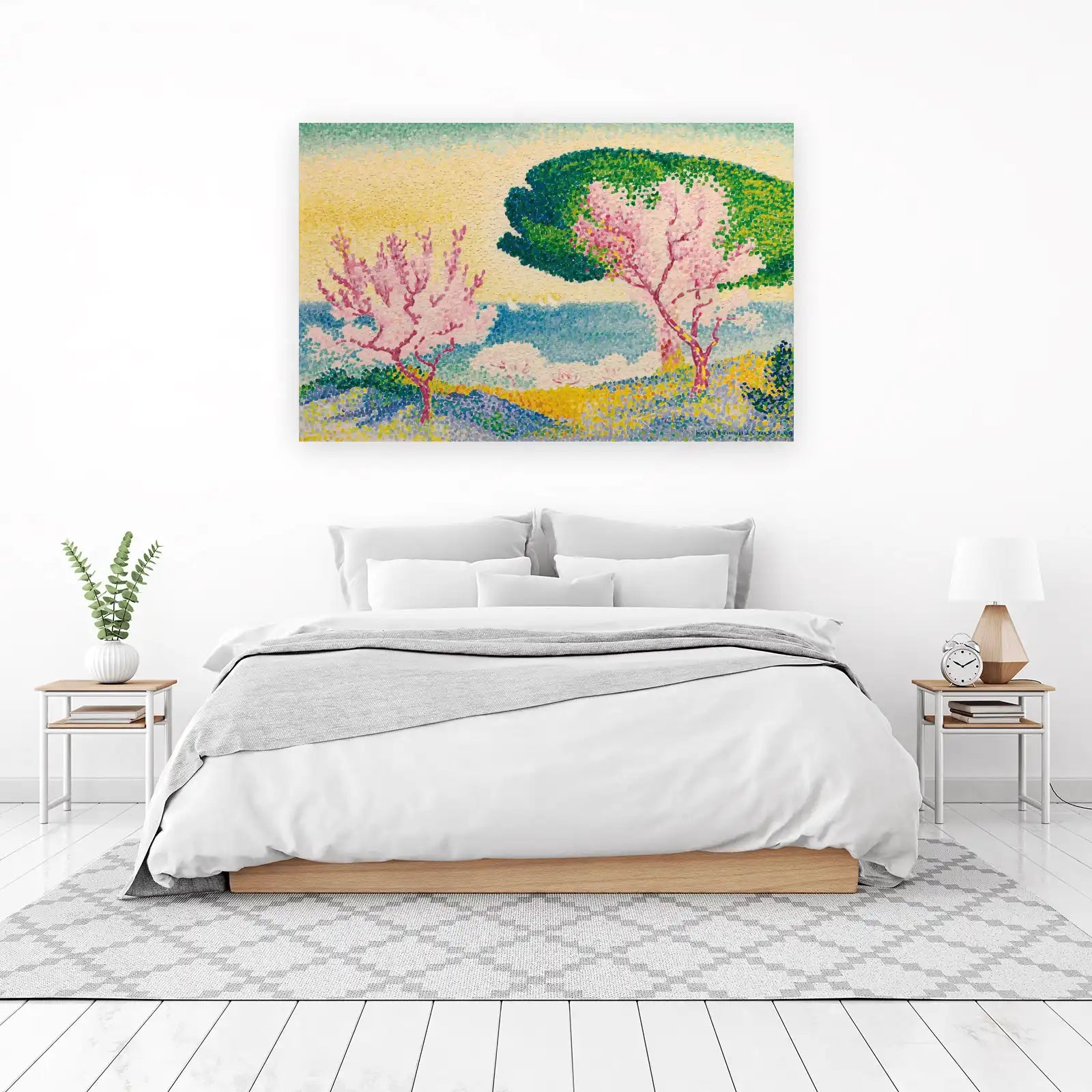 Pointillist Spring Blossom Seascape Wall Art