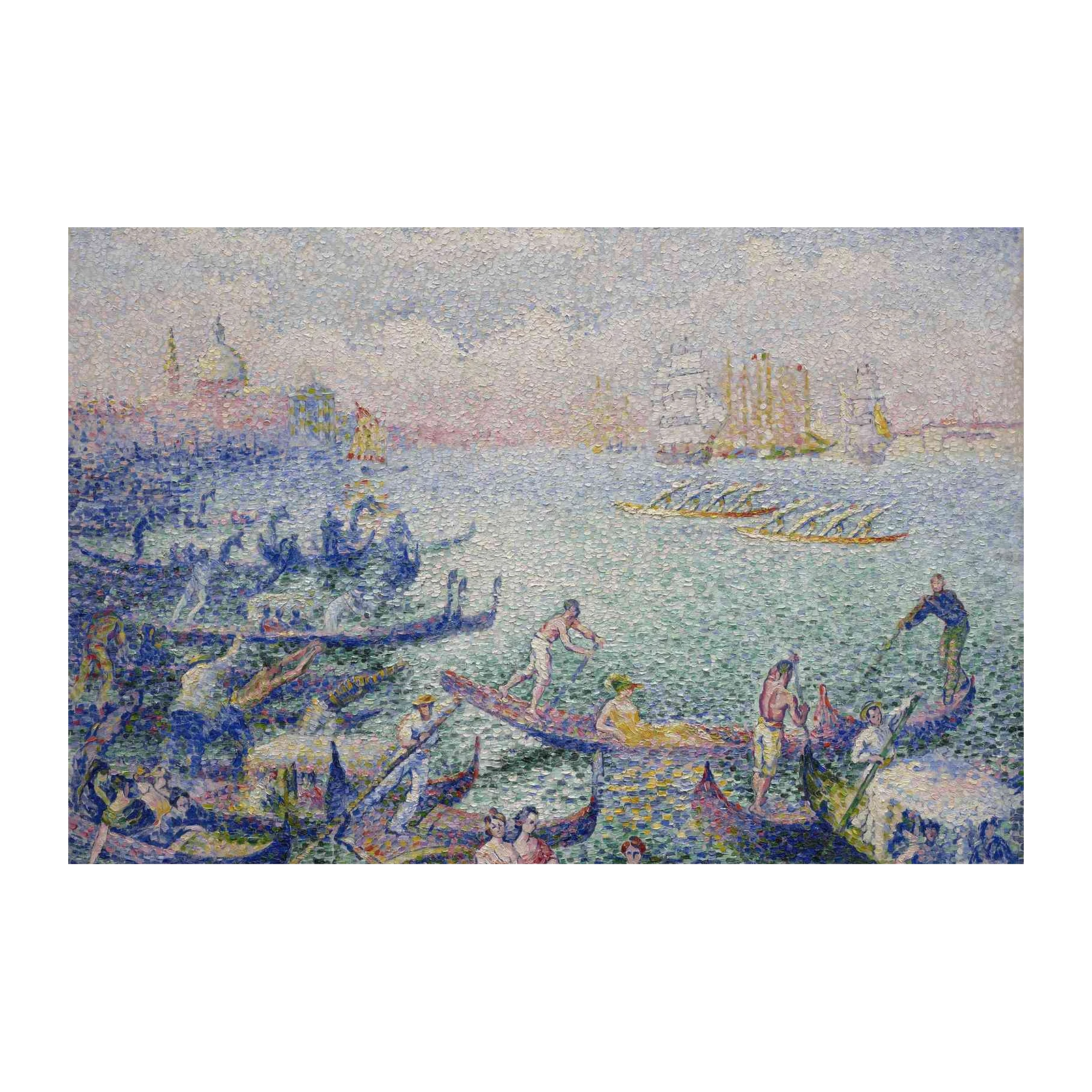 Venetian Canal Scene Pointillism Wall Art