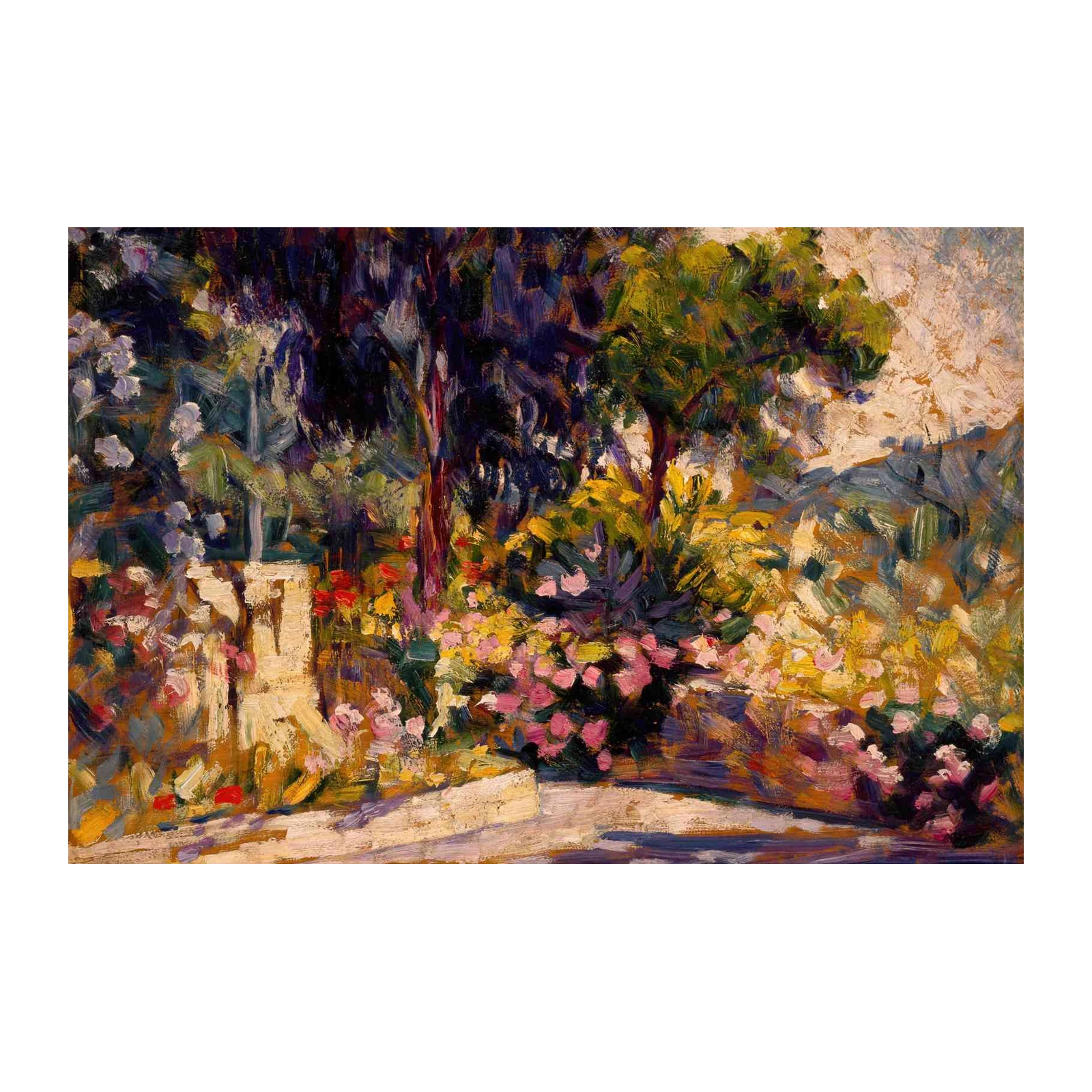 Vibrant Garden Path Pointillism Wall Art