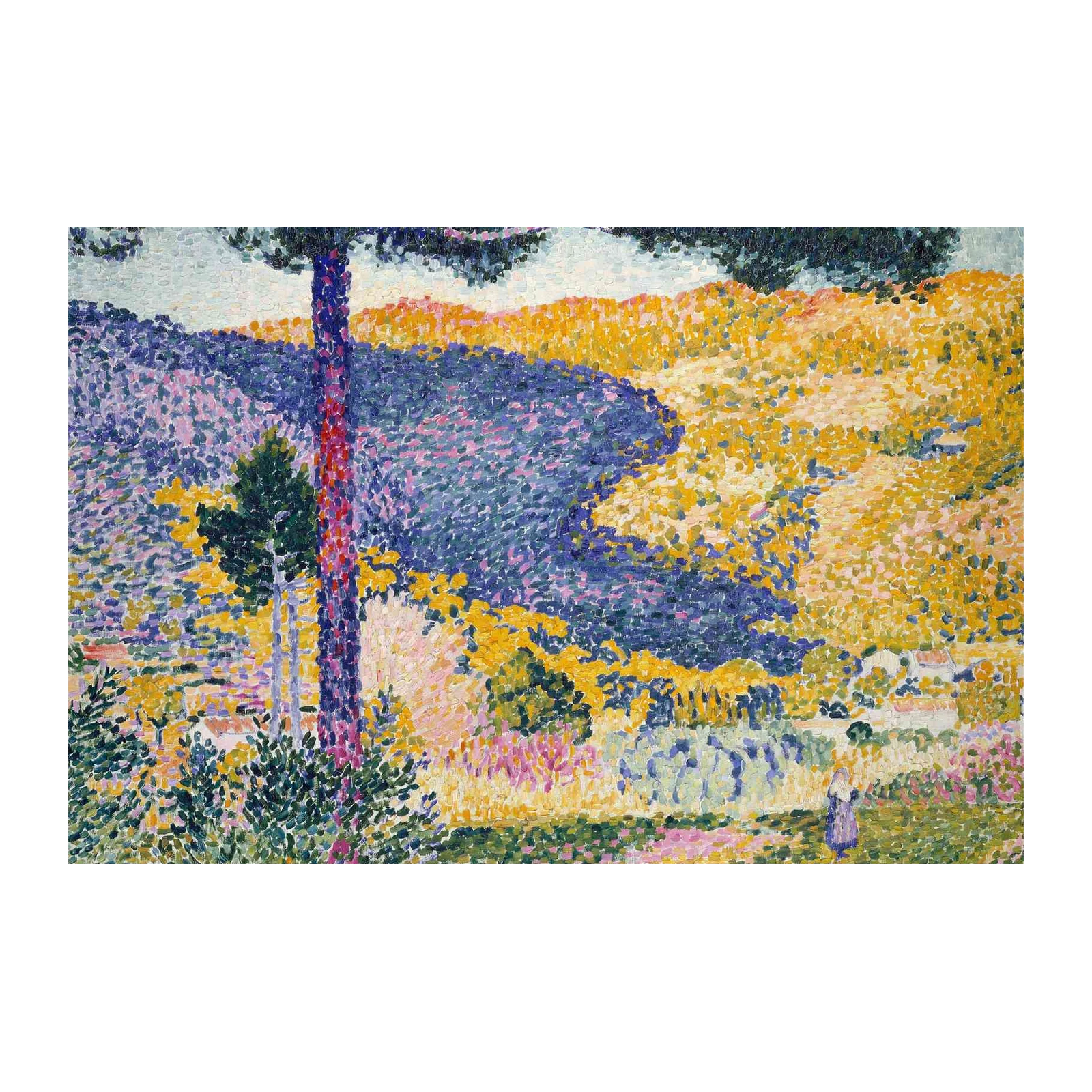 Vibrant Pointillist Landscape Wall Art