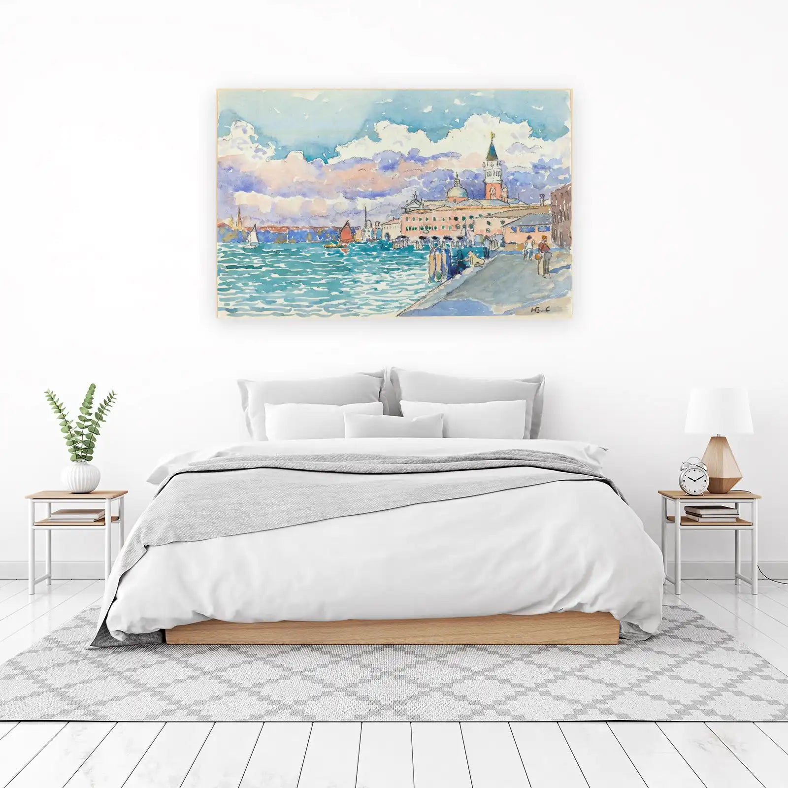 Venetian Harbor Impressionist Watercolor Wall Art