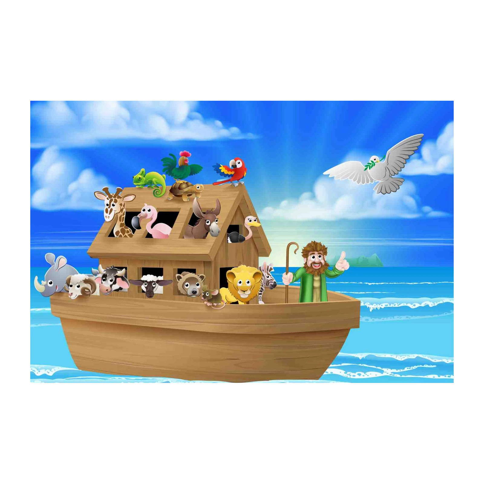 Noah's Ark Cartoon Animals Wall Art