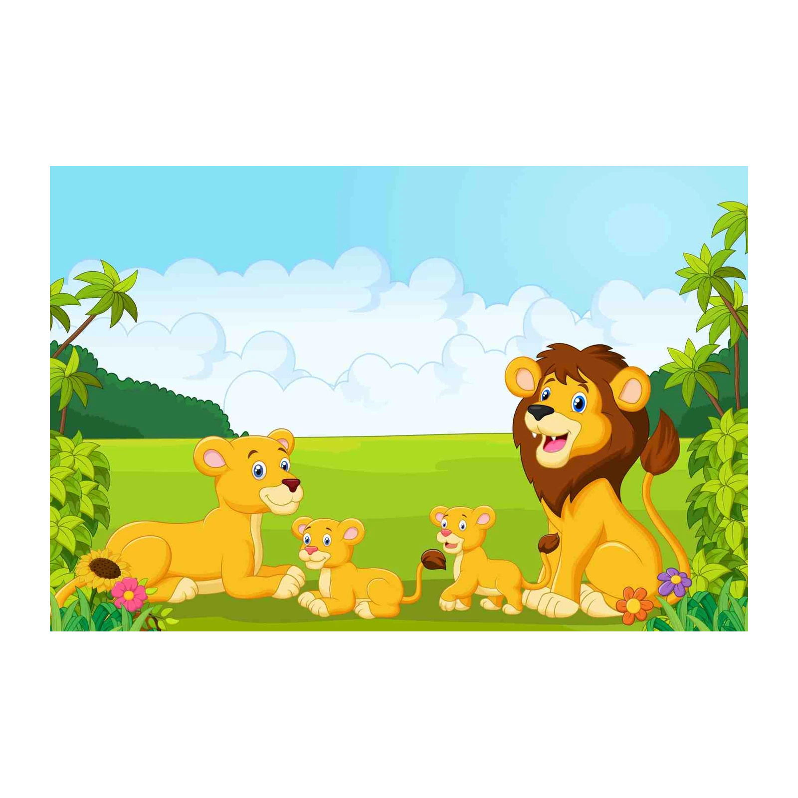 Joyful Lion Family Safari Art Wall Art