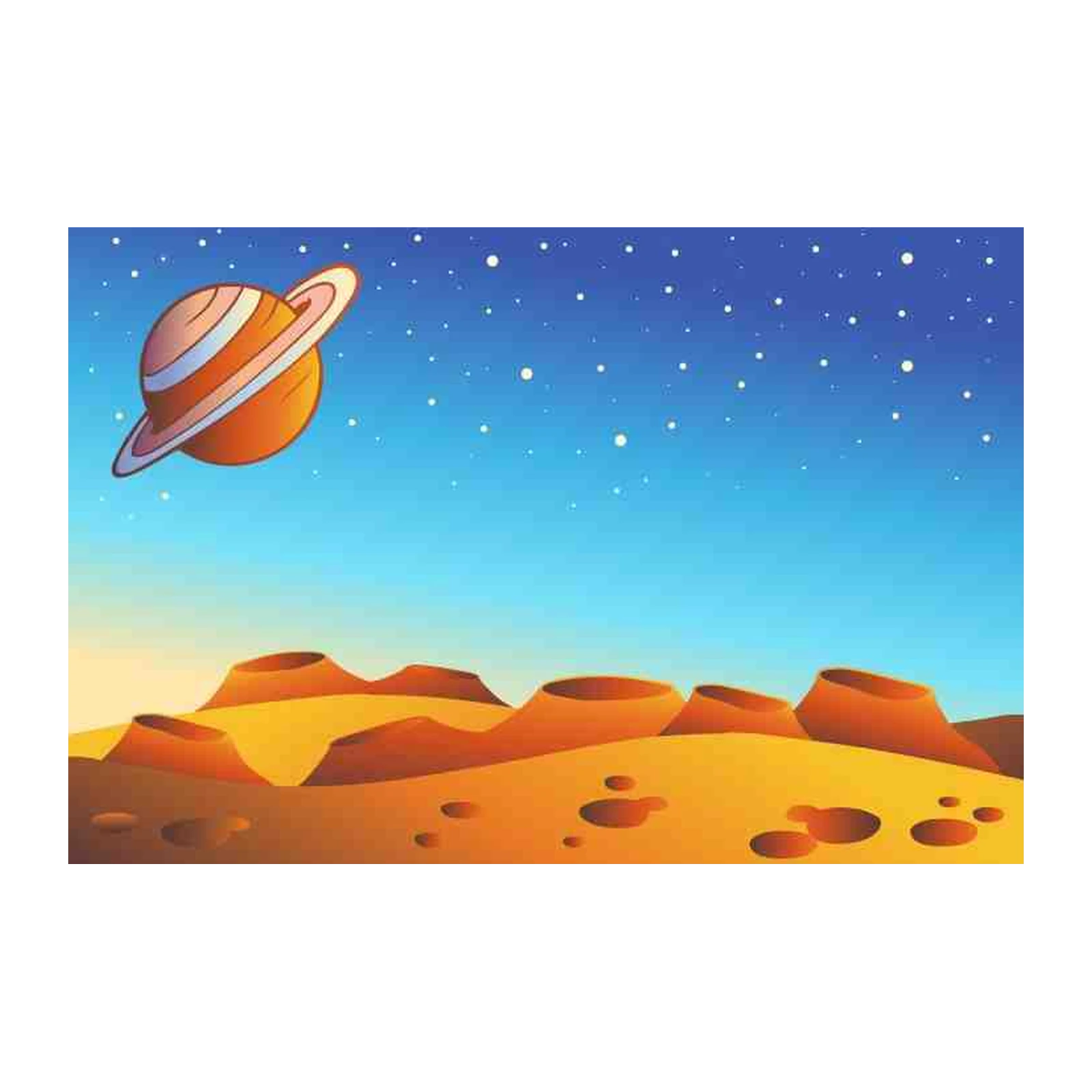 Whimsical Saturn & Martian Landscape Wall Art