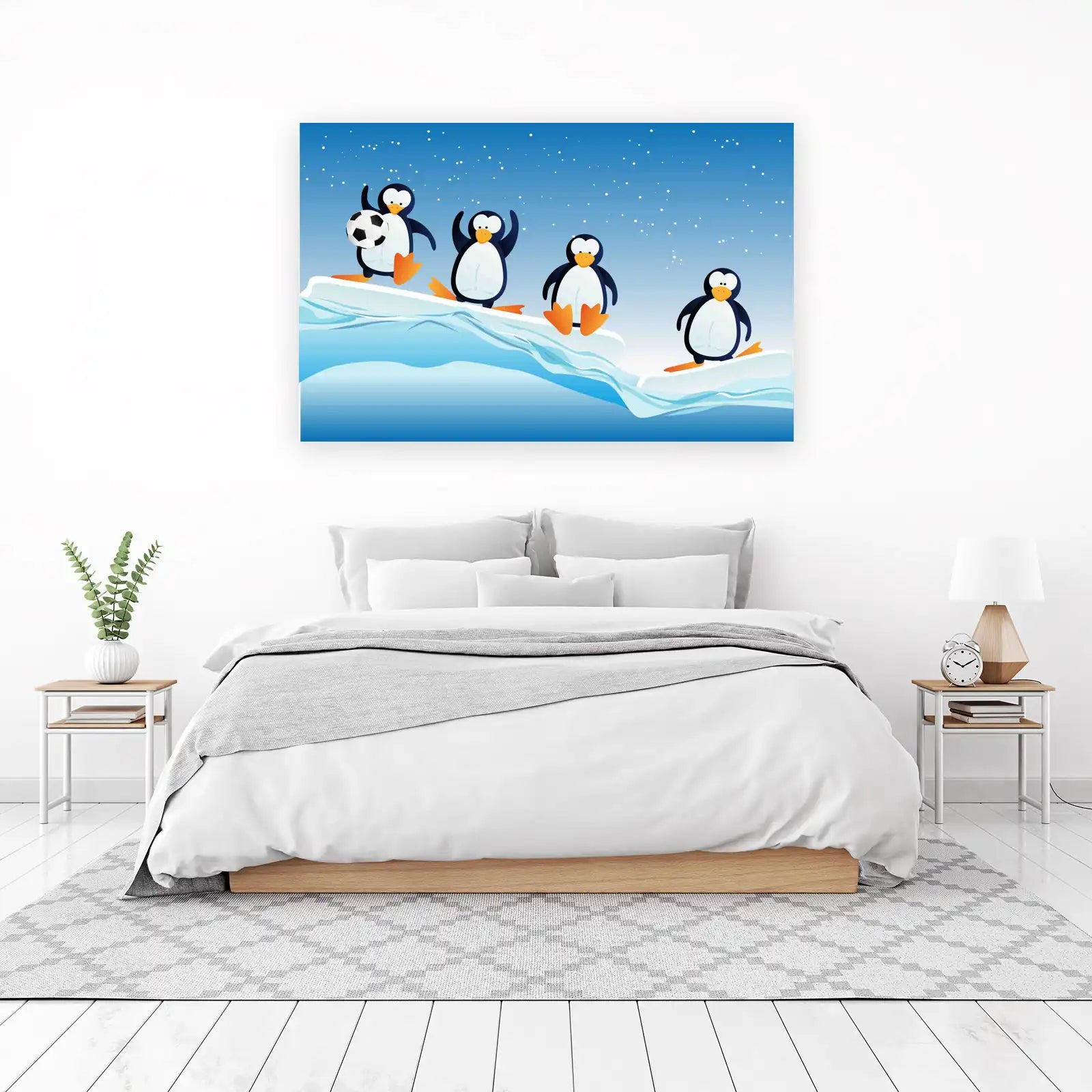 Playful Penguin Soccer Scene Wall Art