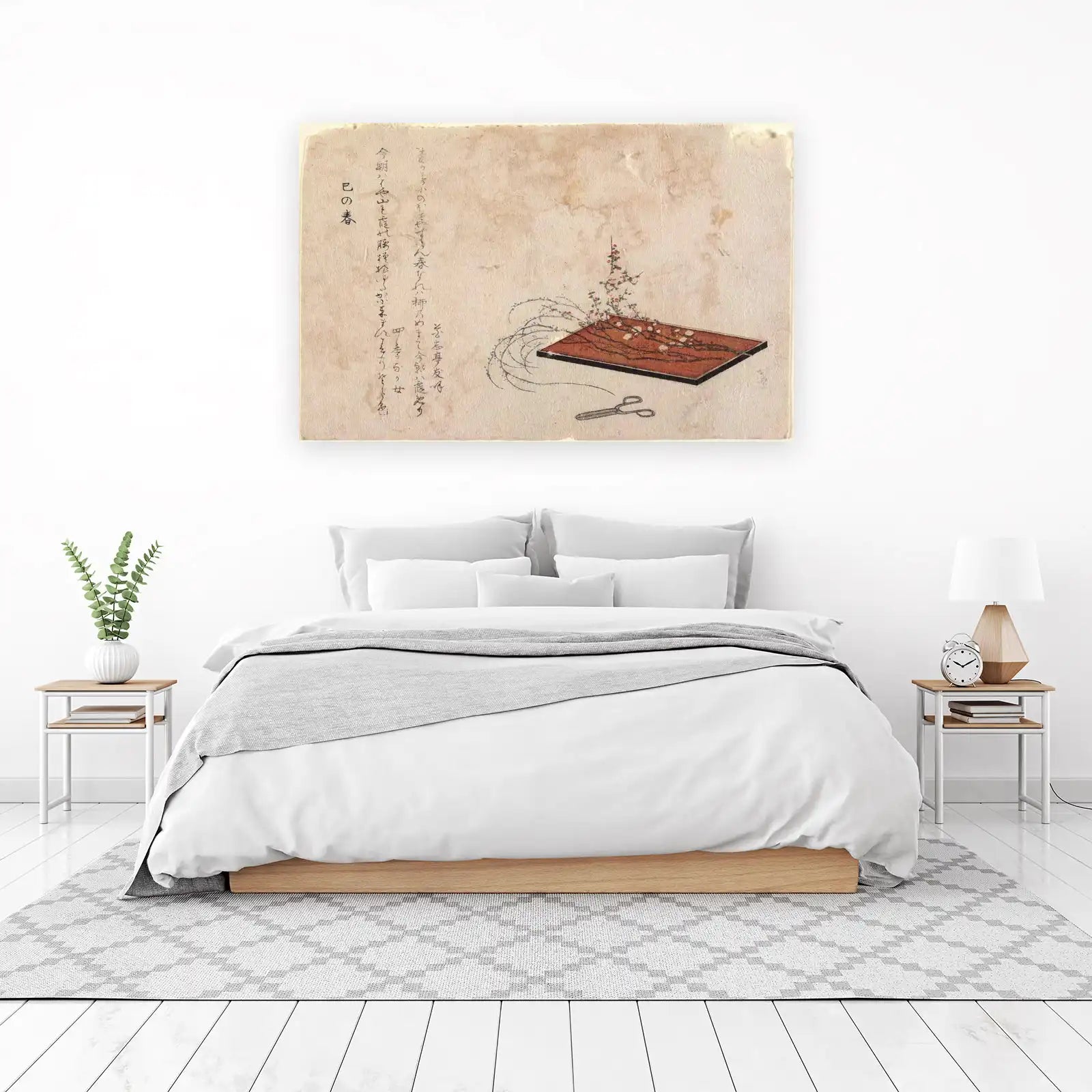 Serene Spring Blossom Ikebana Wall Art