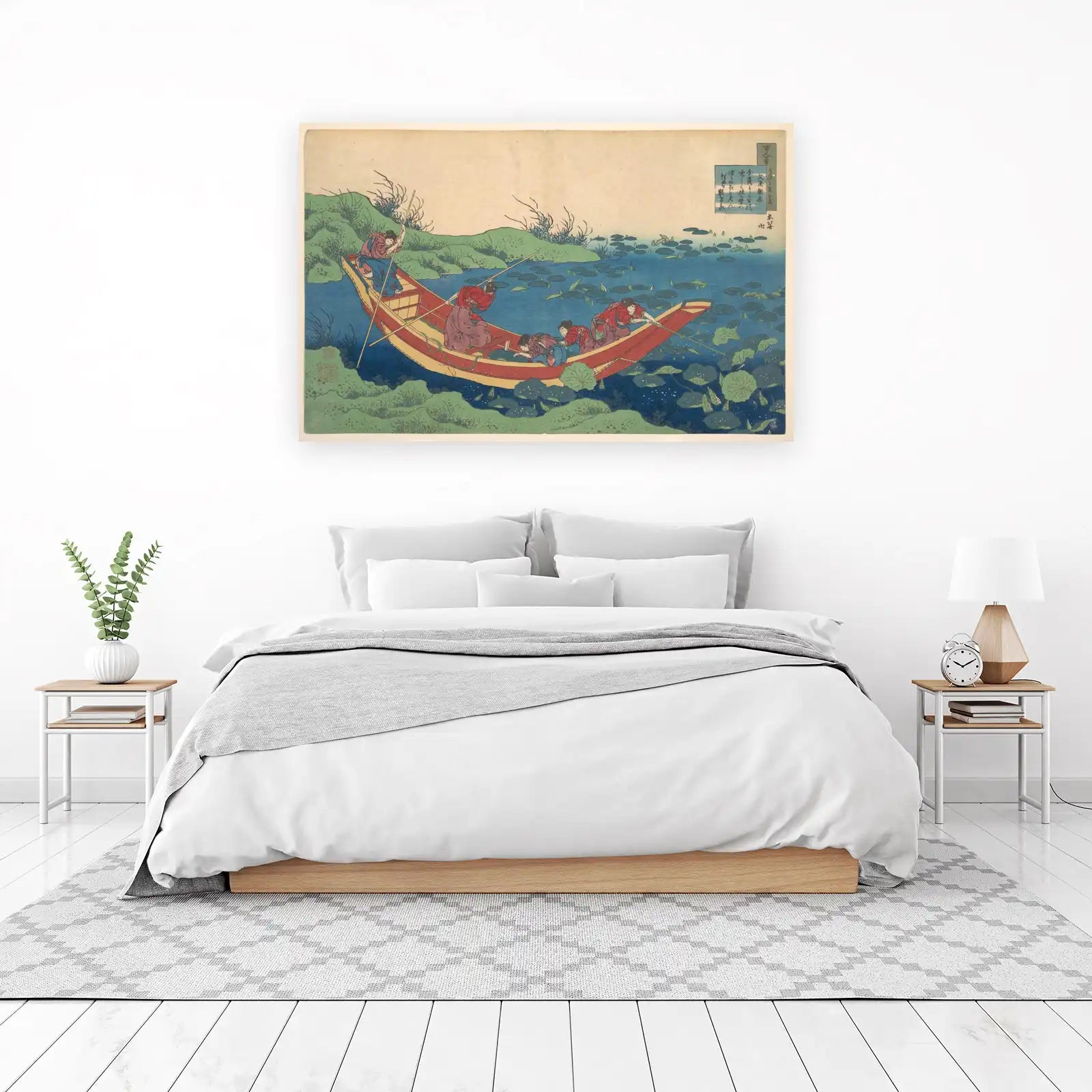 Serene Lotus Pond Boat Ride Wall Art