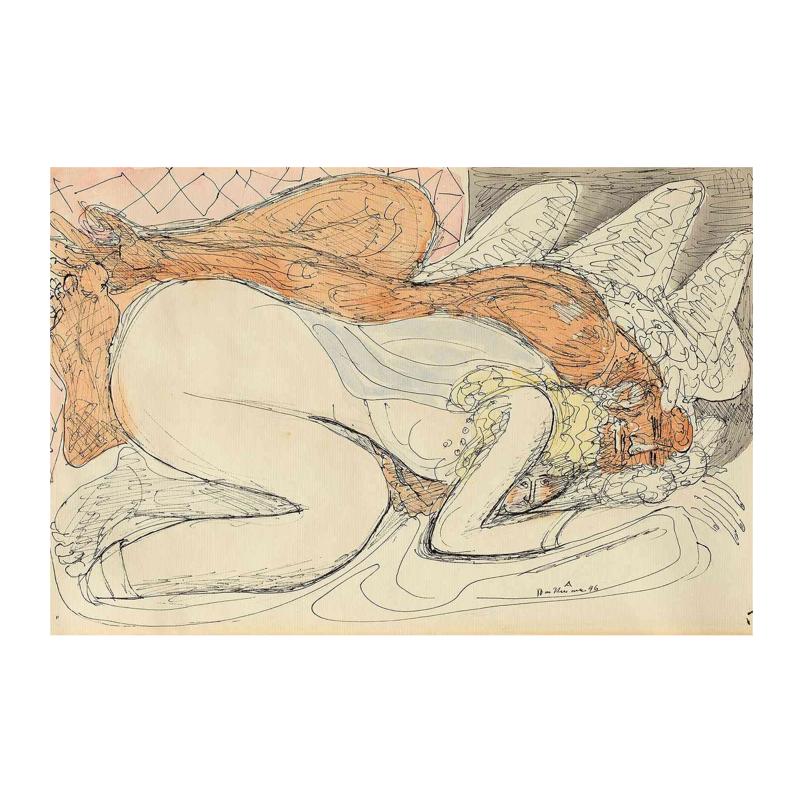 Abstract Reclining Figure Wall Art