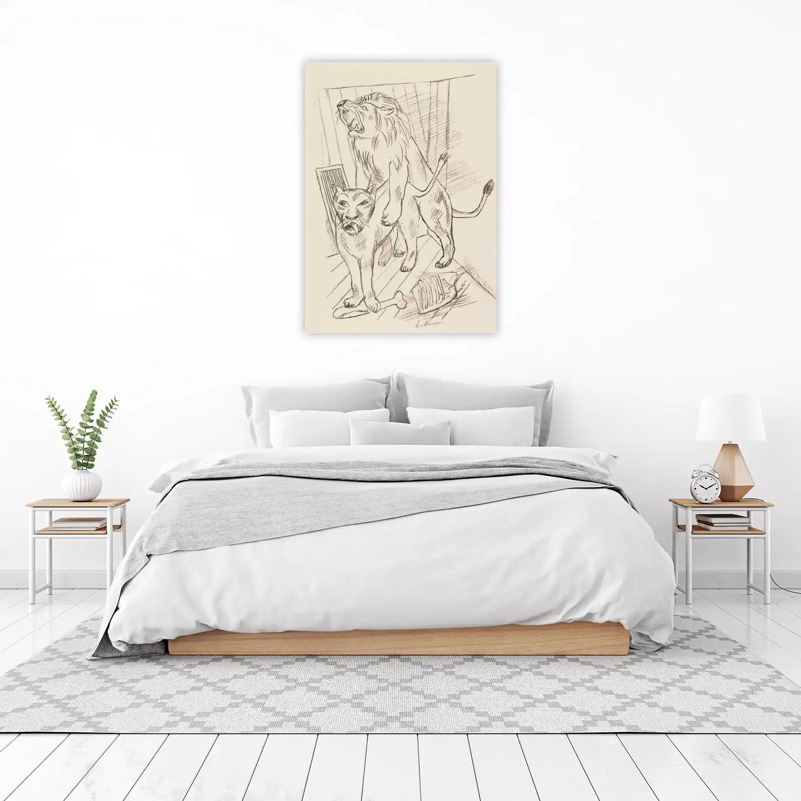 Powerful Lion Duo Sketch Wall Art