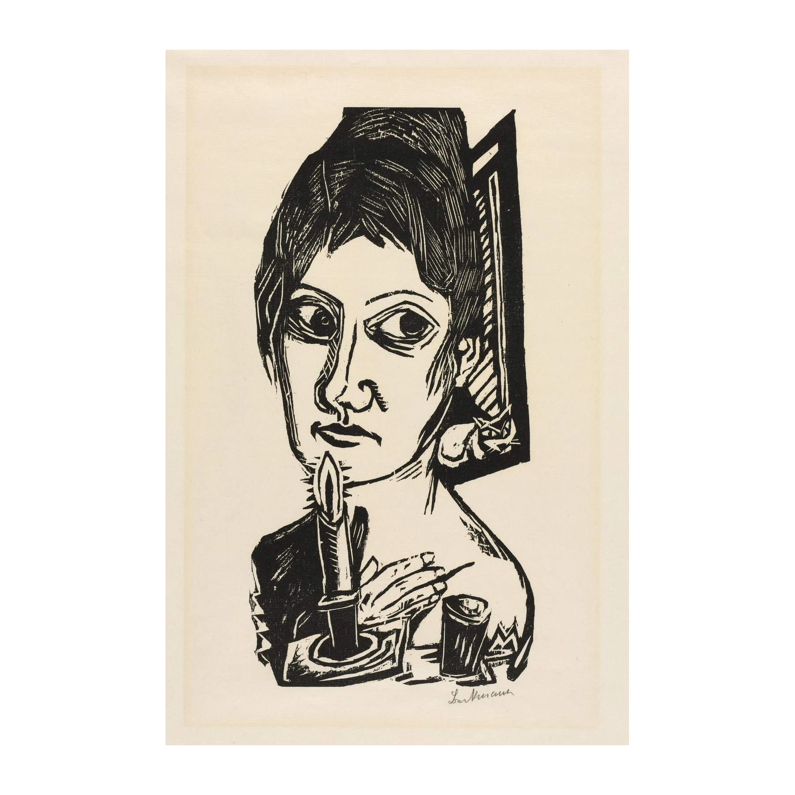 Expressive Portrait with Candle Wall Art