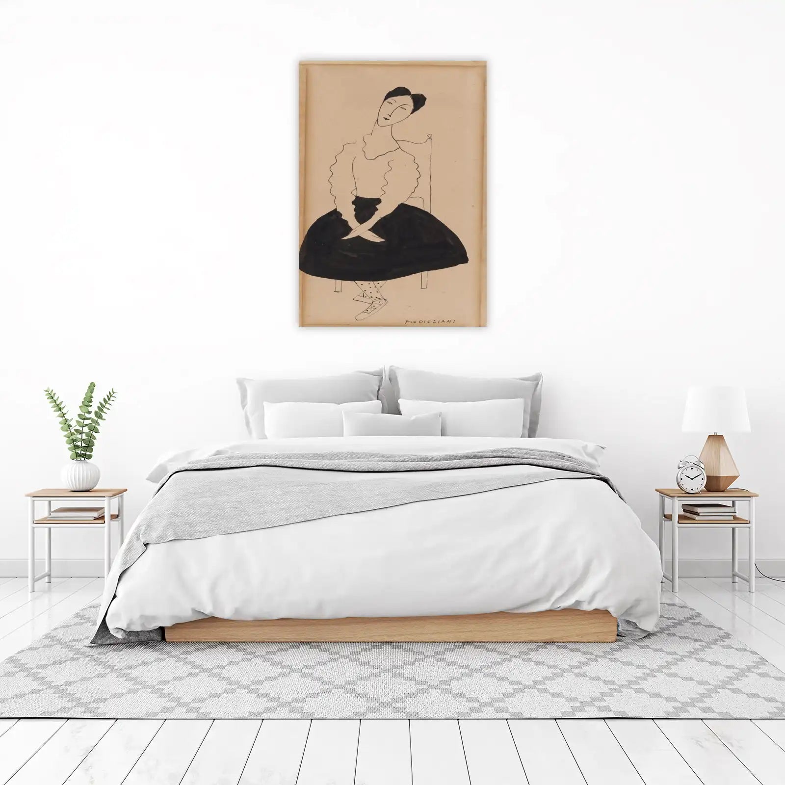 Elegant Woman Seated Wall Art - Modigliani Style
