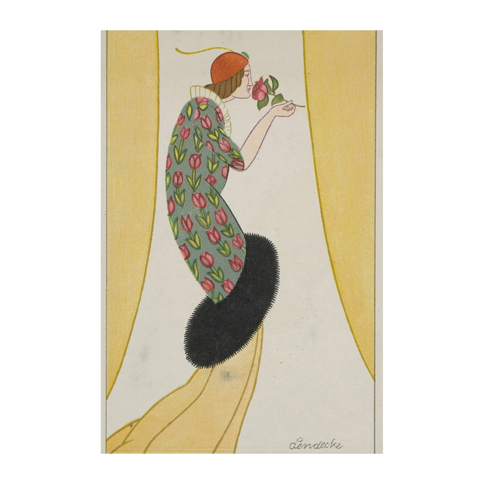 Art Deco Floral Woman Wall Art | Vintage Style Wall Art