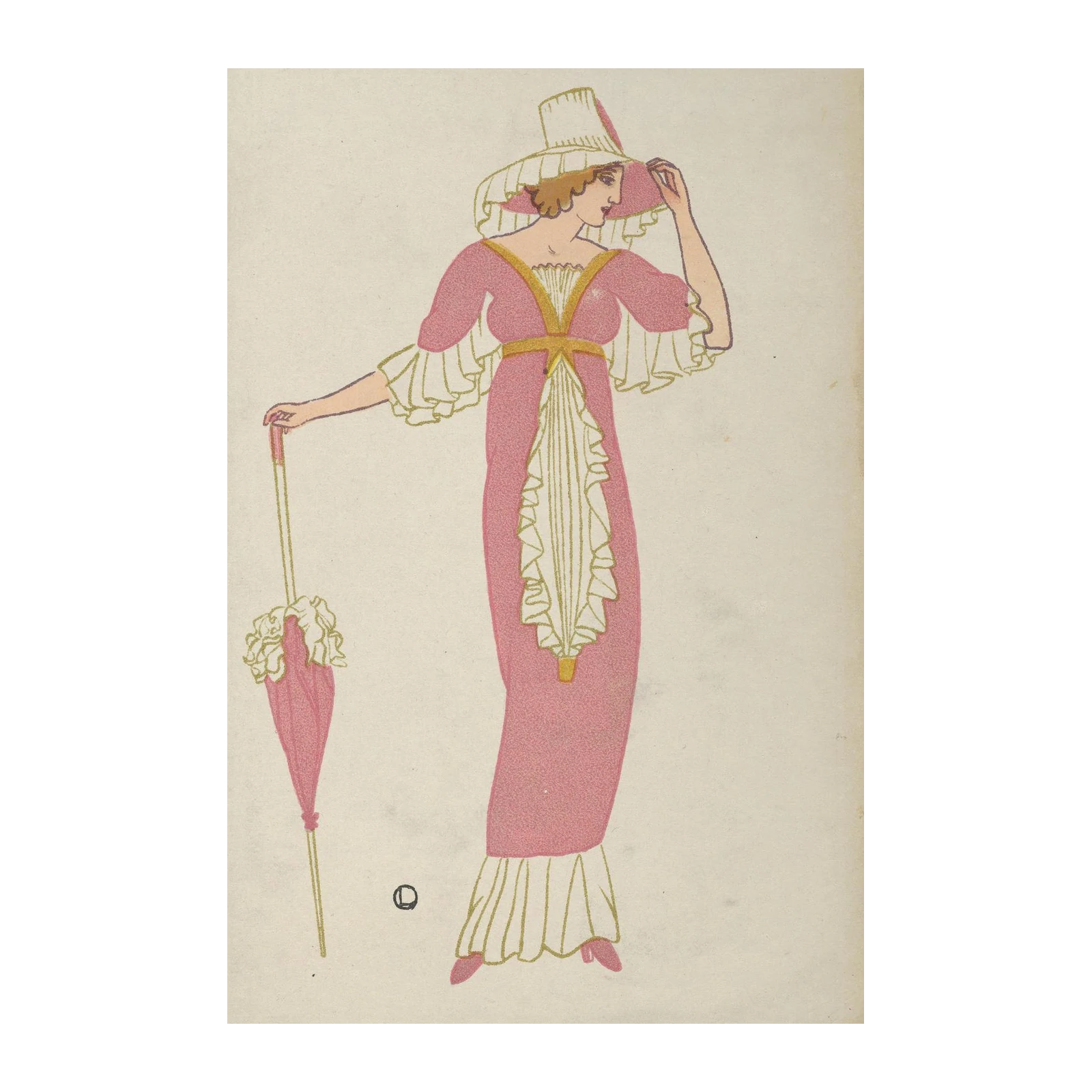 Elegant Lady Pink Fashion Art Wall Art