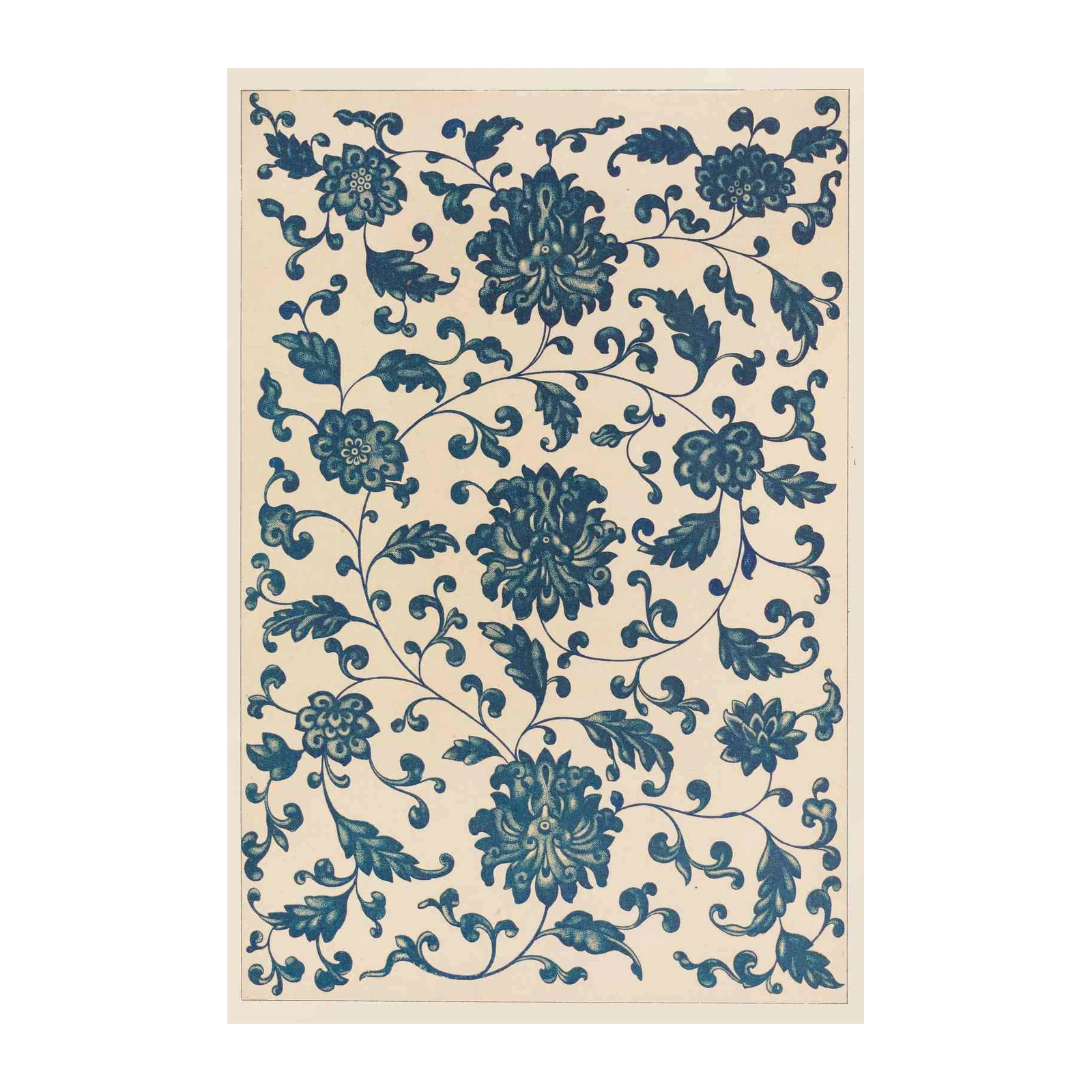 Blue Floral Scrollwork Wall Art