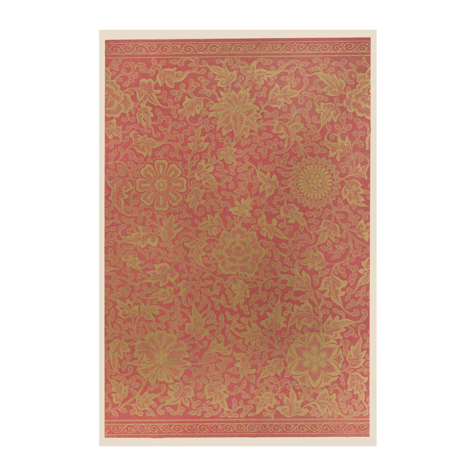 Vintage Floral Red & Gold Damask Wall Art