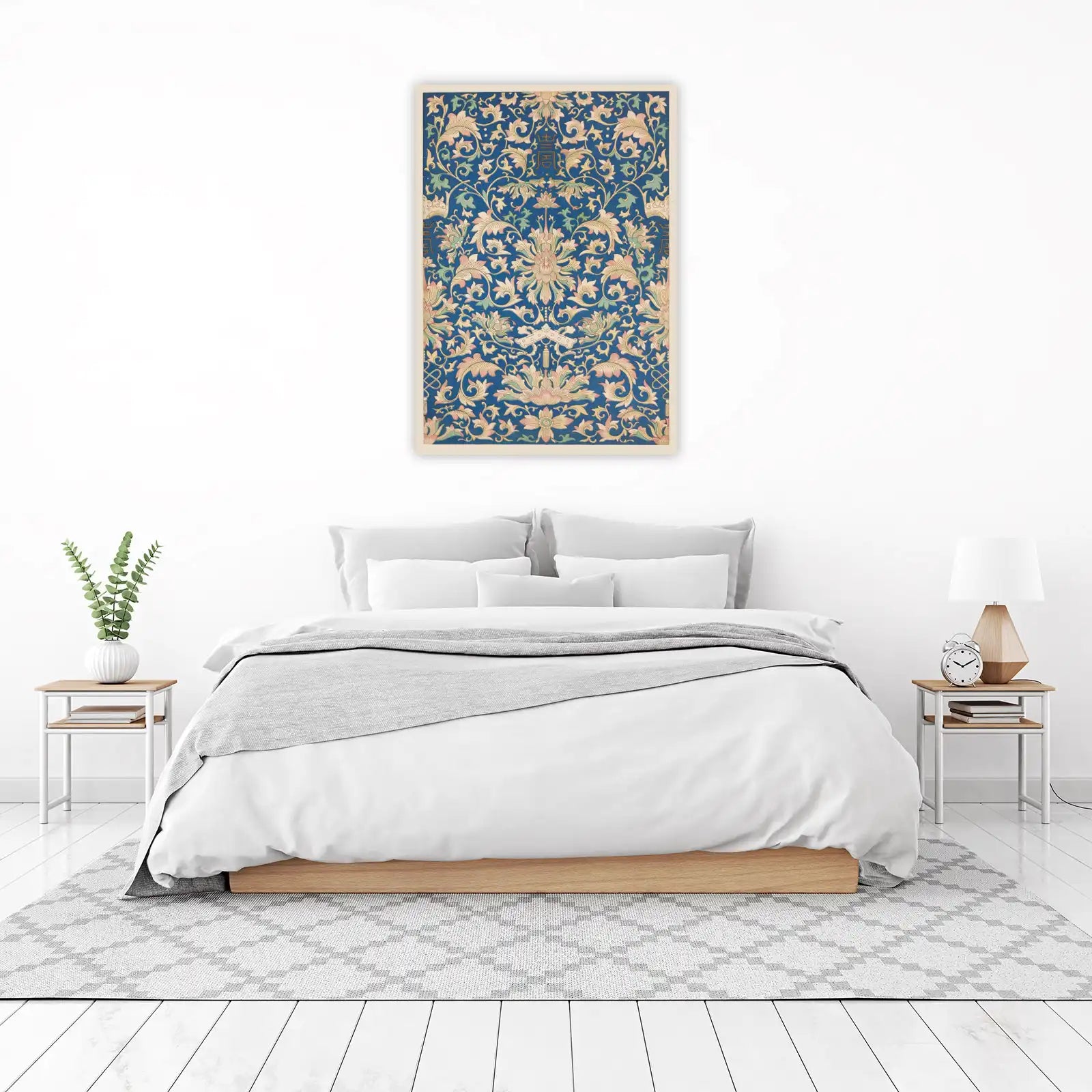 Vintage Floral Blue Aesthetic Wall Art