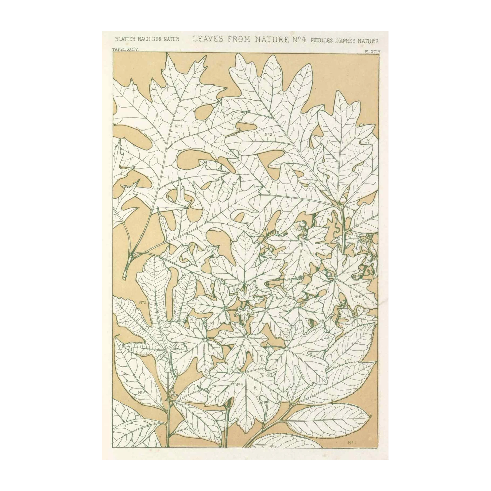 Art Nouveau Botanical Leaves Wall Art