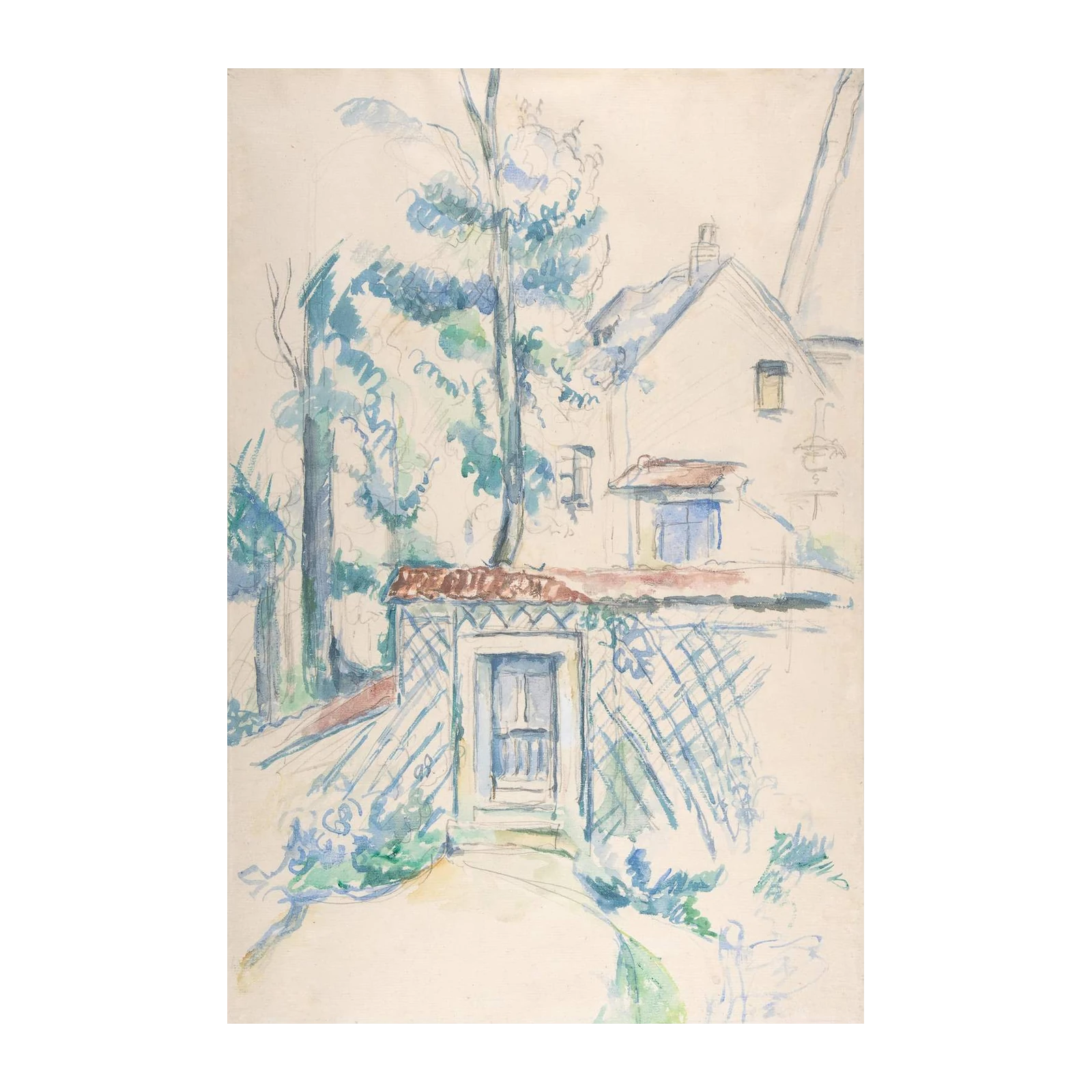 Serene Garden Doorway Watercolor Wall Art