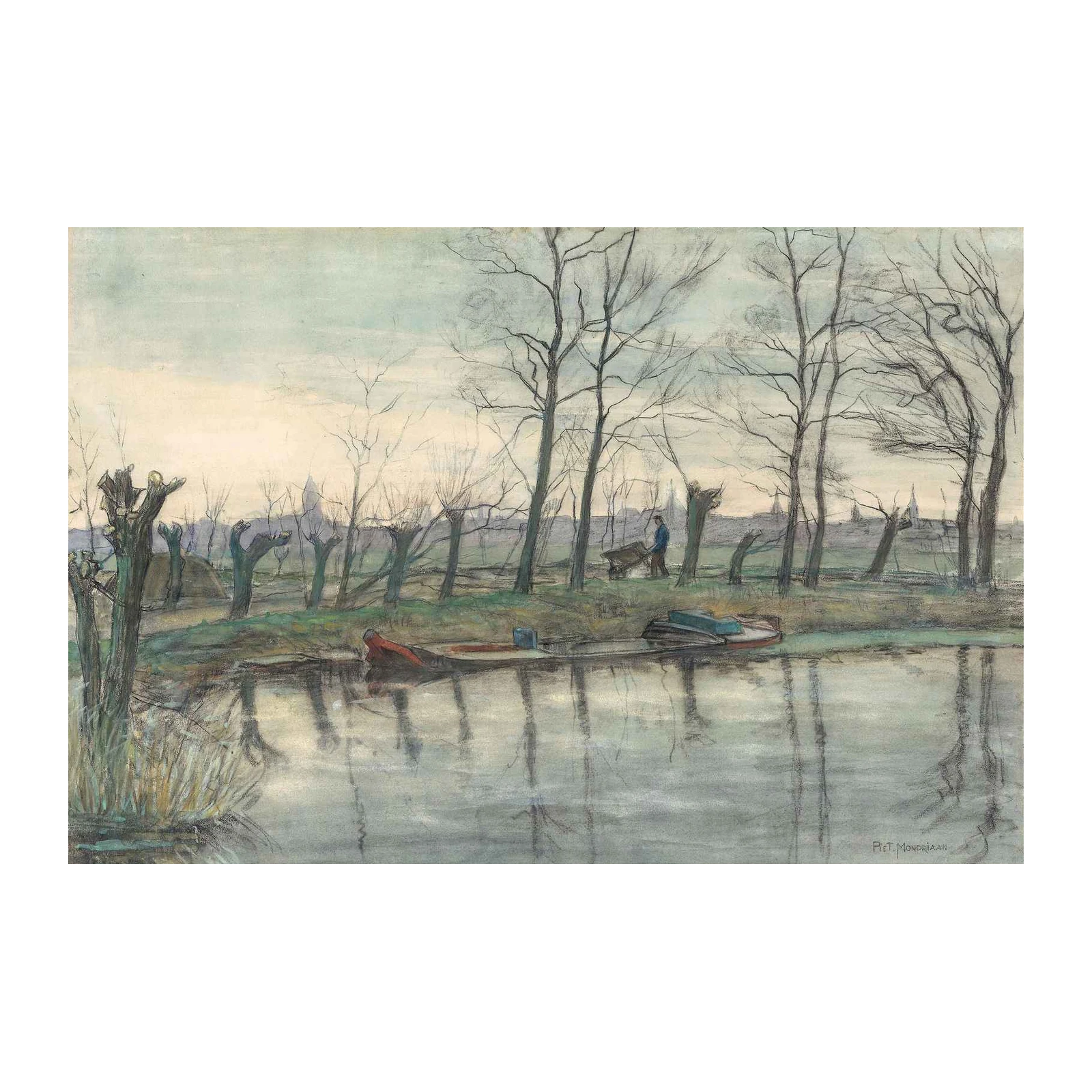 Tranquil River Scene Mondrian Wall Art