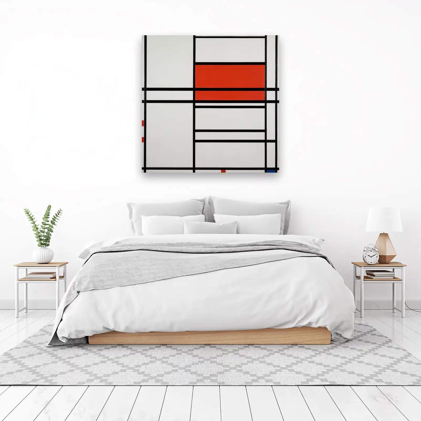 Abstract Geometric Red & White Wall Art