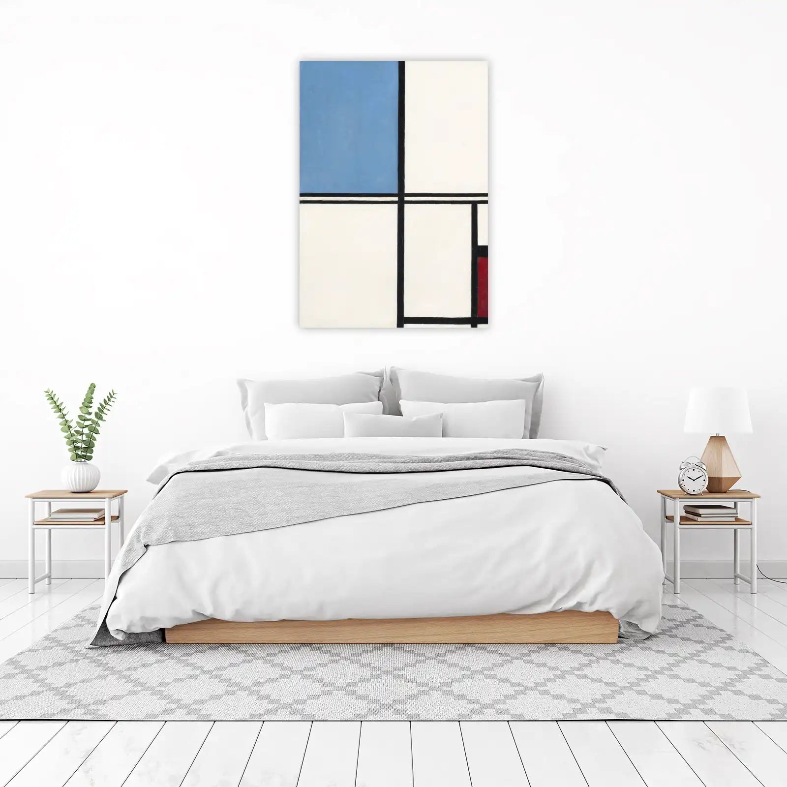 Abstract Geometric Blue Red White Black Wall Art