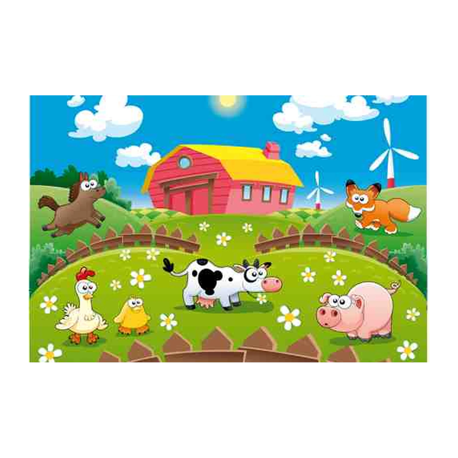 Cute Farm Animals Meadow Wall Art
