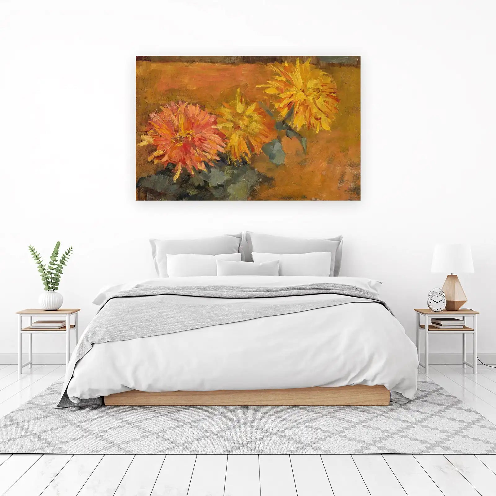 Vibrant Dahlia Blooms Impressionist Wall Art