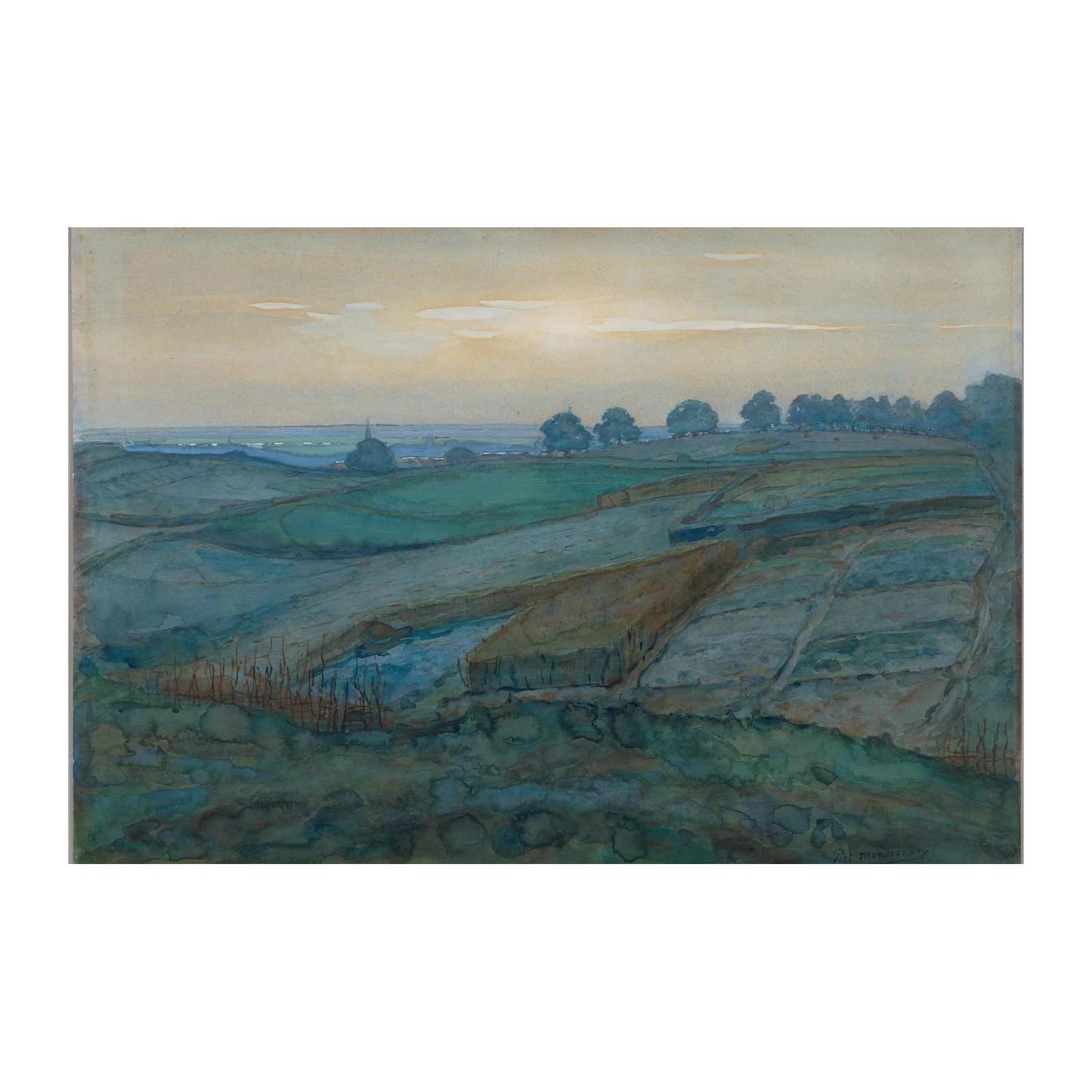 Serene Landscape Watercolor Wall Art