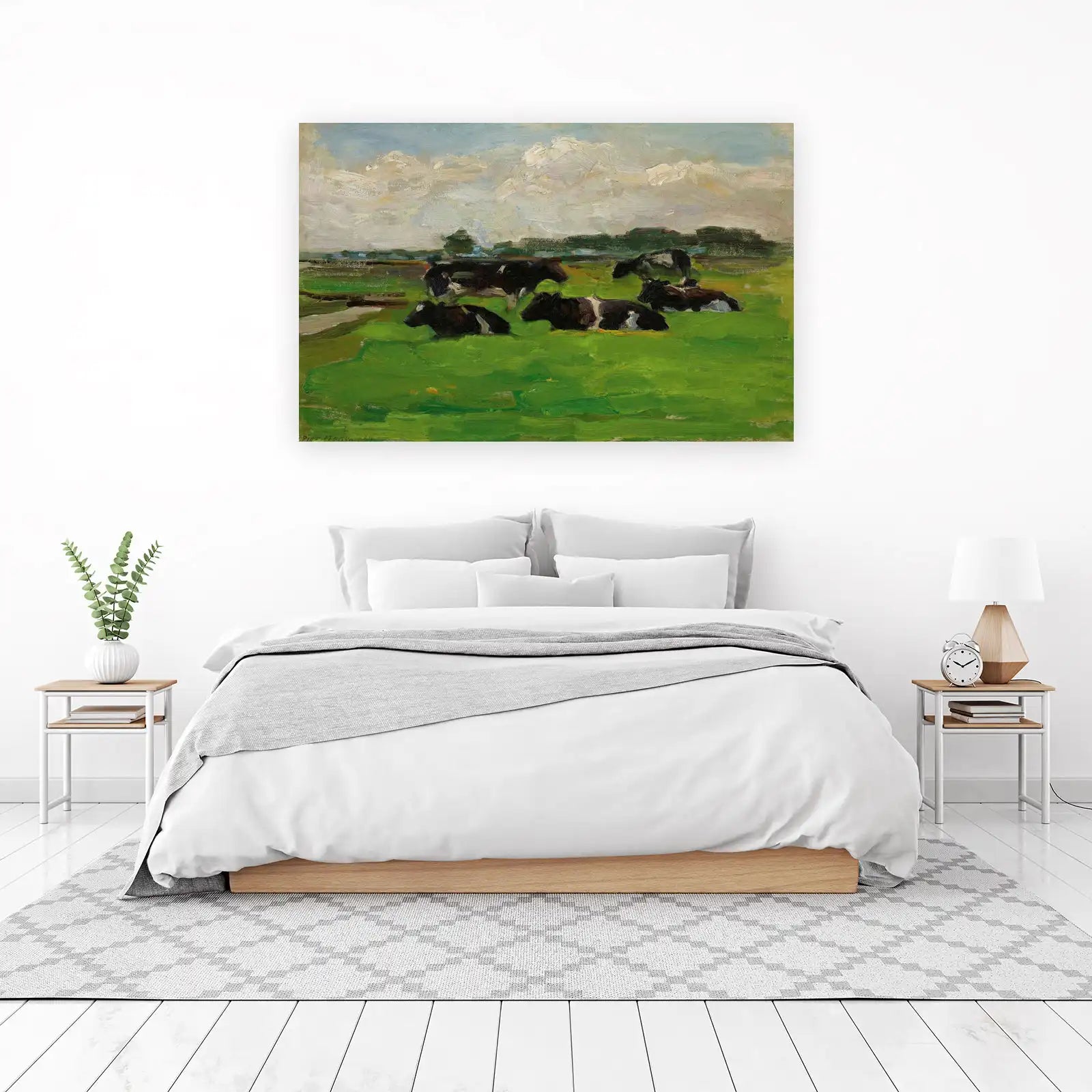 Serene Meadow Cows Landscape Wall Art