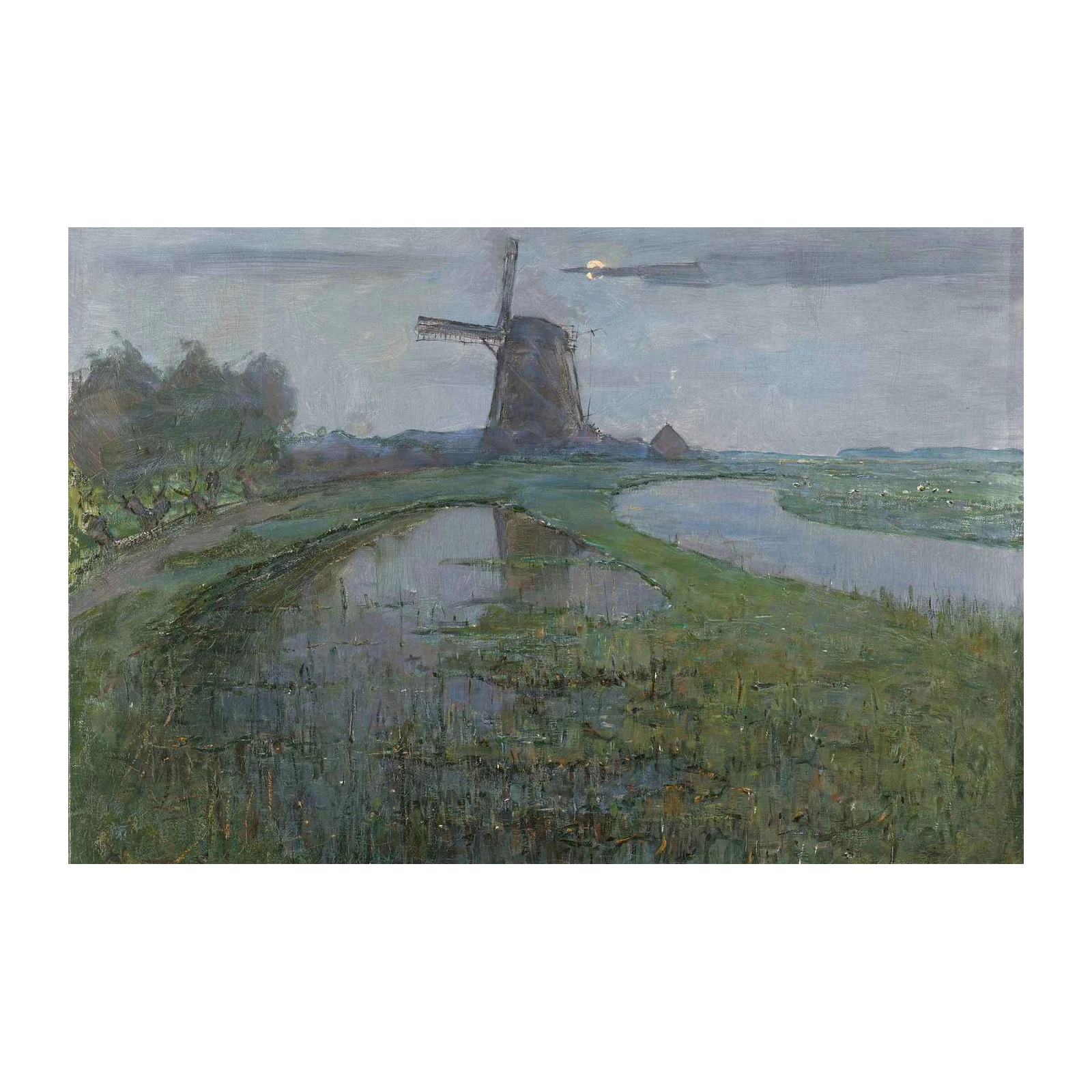 Tranquil Windmill Landscape Wall Art