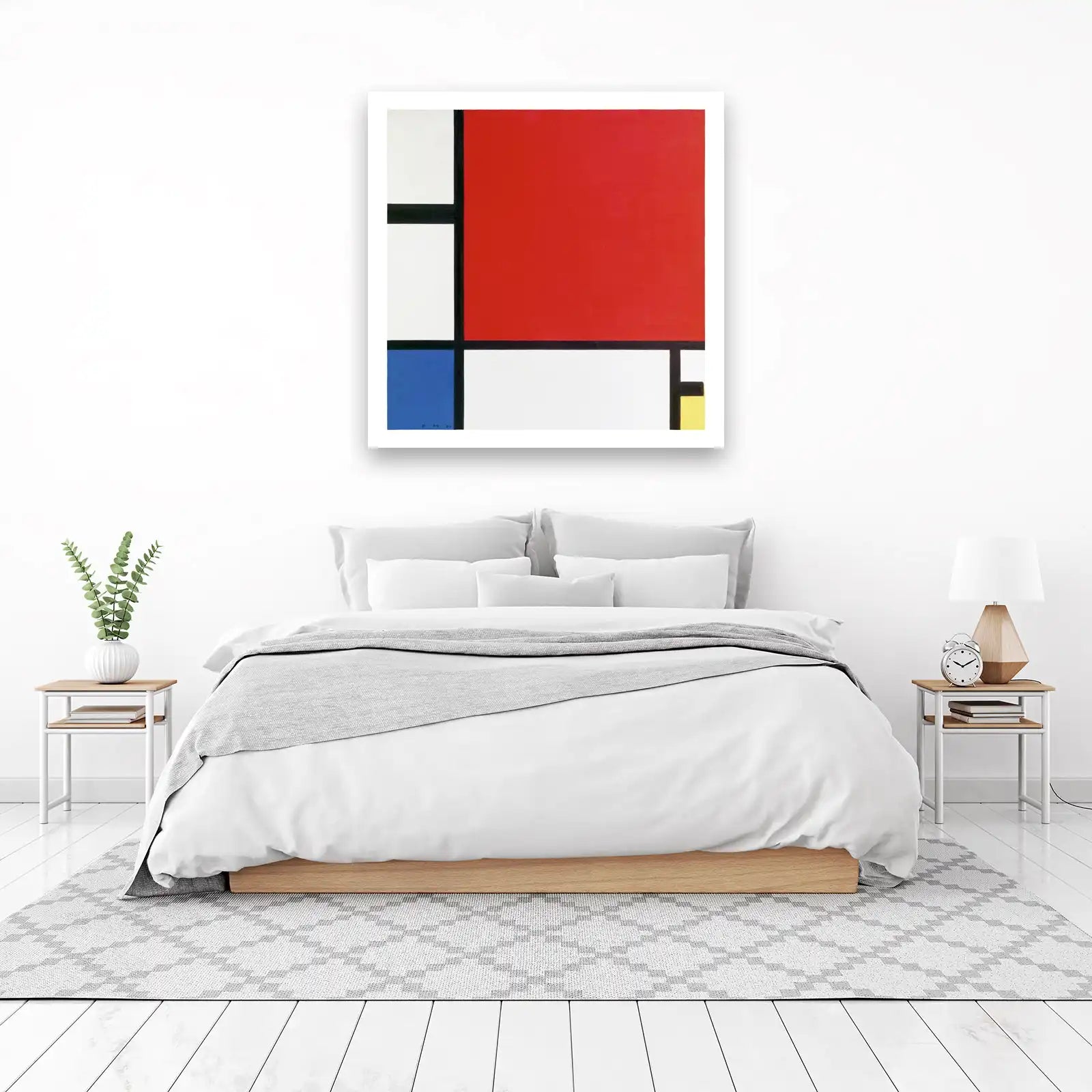 Abstract Red Blue Yellow Grid Wall Art