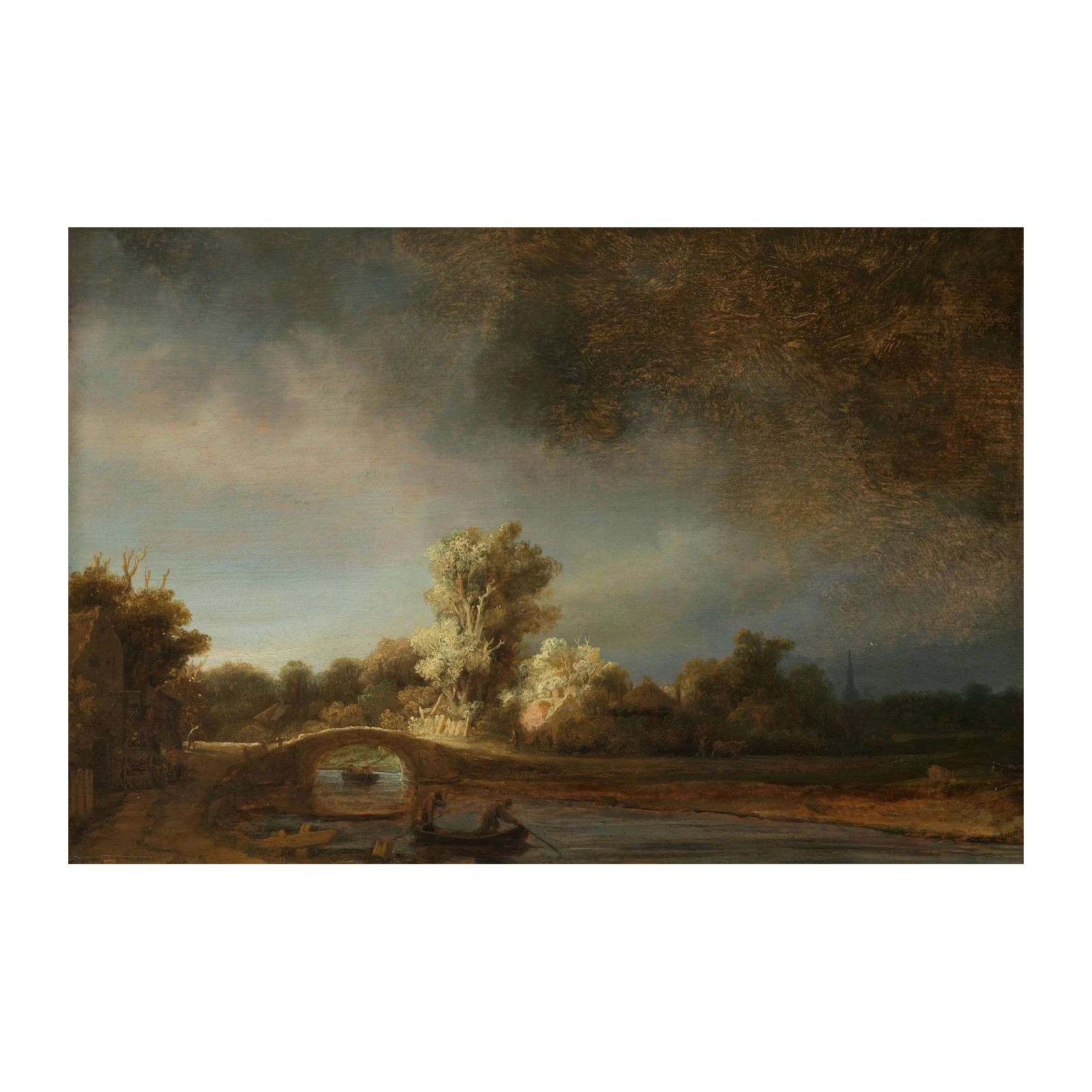 Serene River Landscape Oil Painting Wall Art