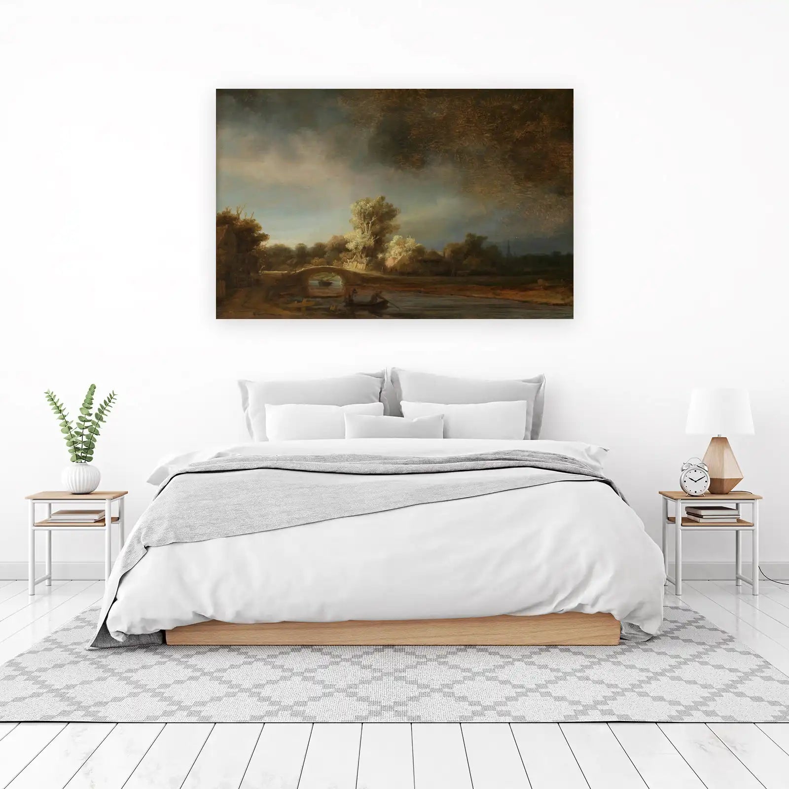 Serene River Landscape Oil Painting Wall Art