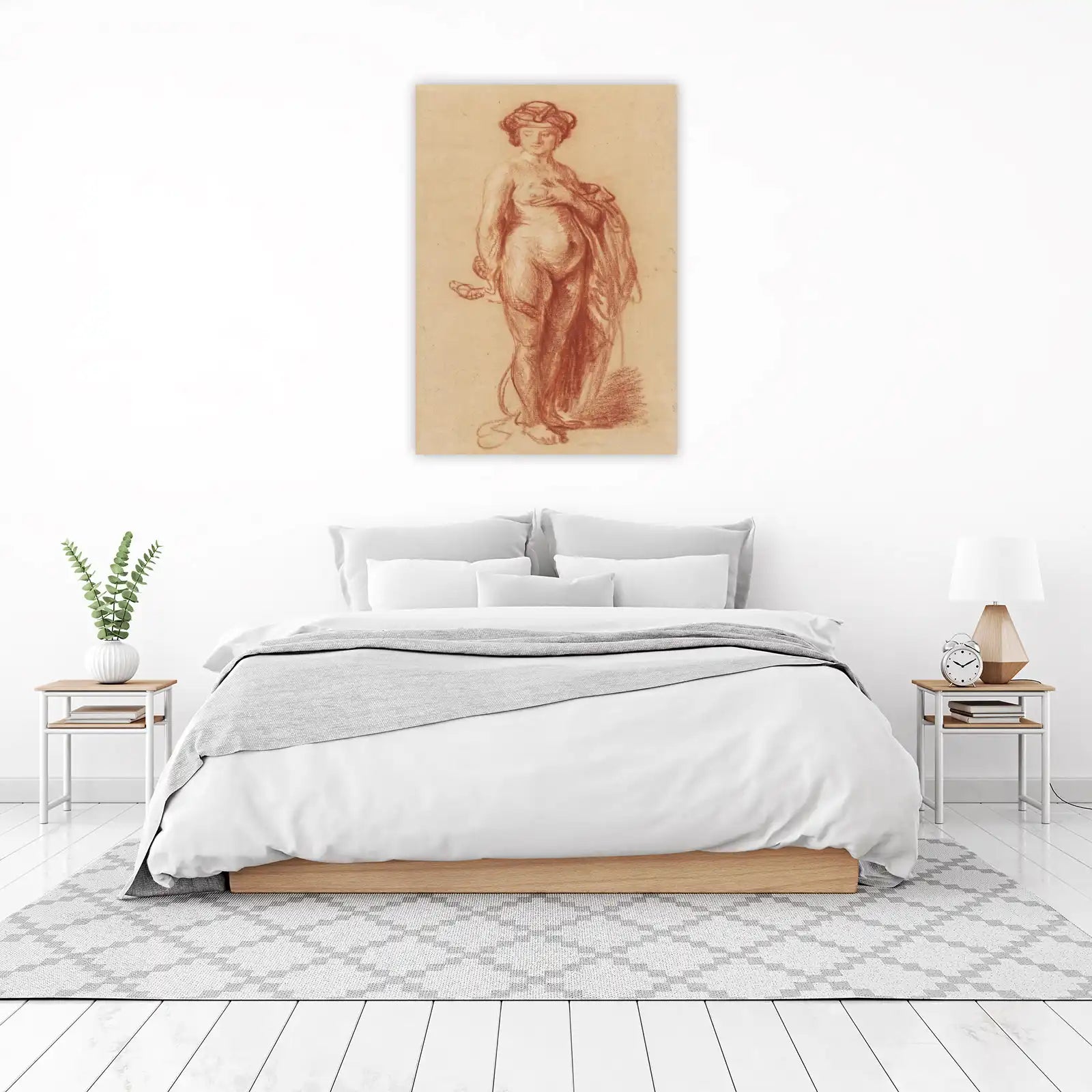 Classic Nude Figure Red Chalk Wall Art