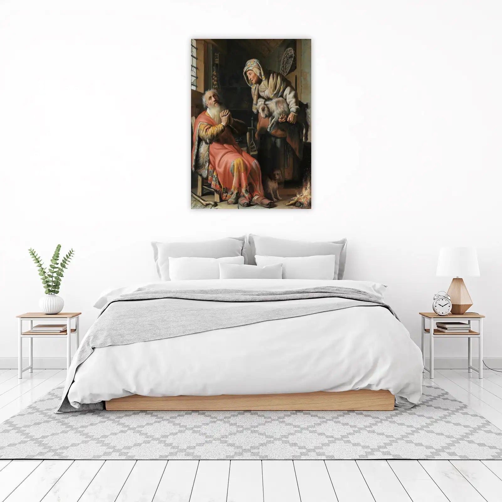 Biblical Scene Prayerful Old Man & Goat Wall Art