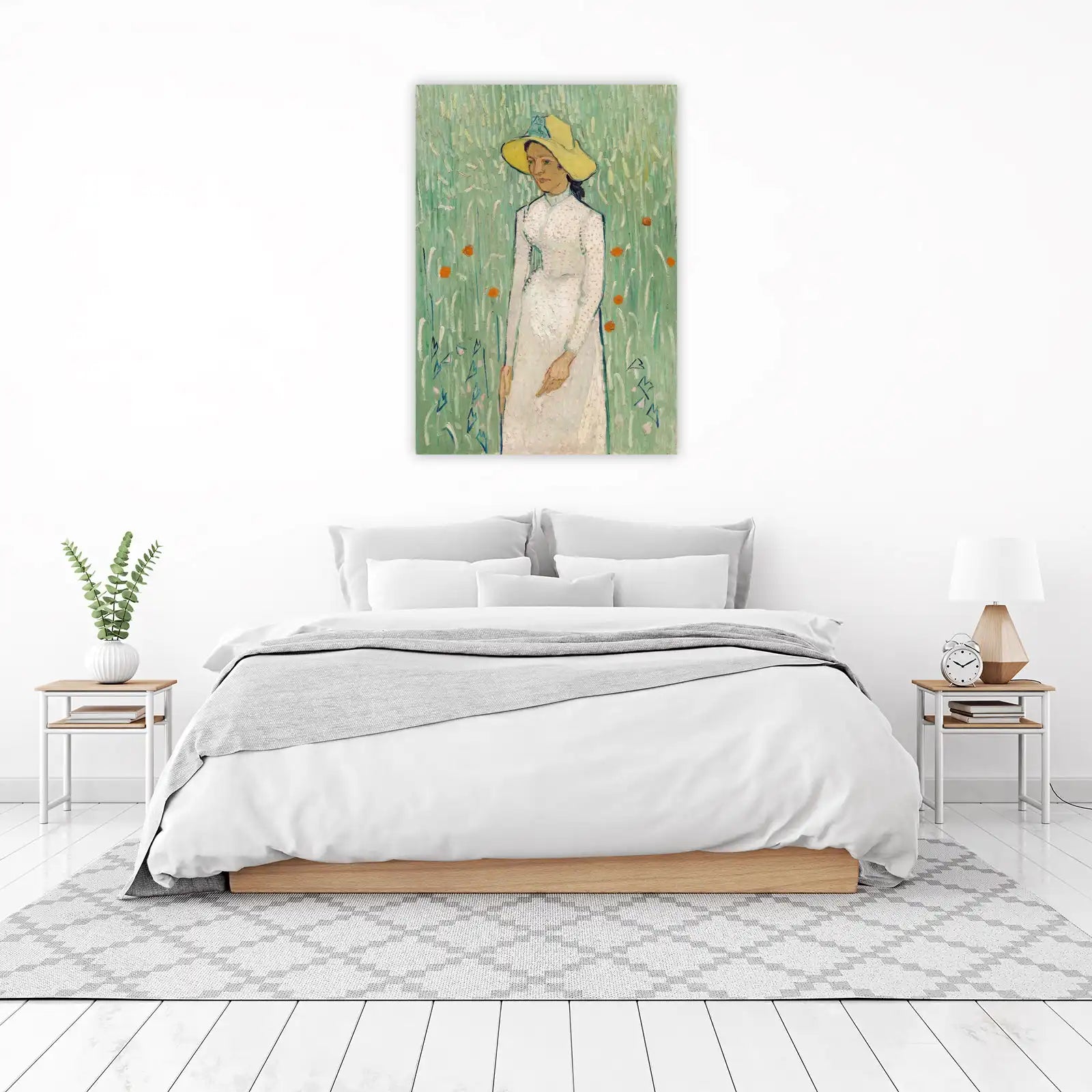 Vintage Woman Yellow Hat Field Wall Art