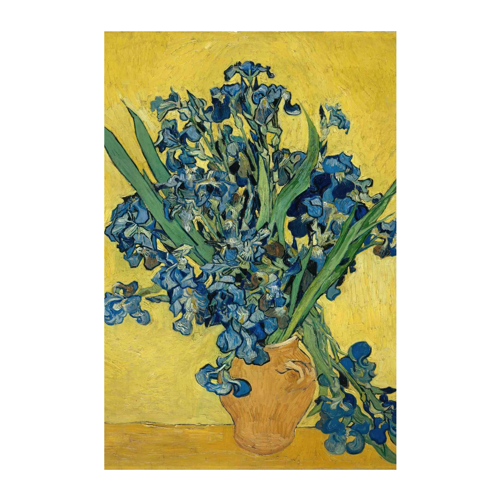 Vibrant Irises in Yellow Vase Wall Art