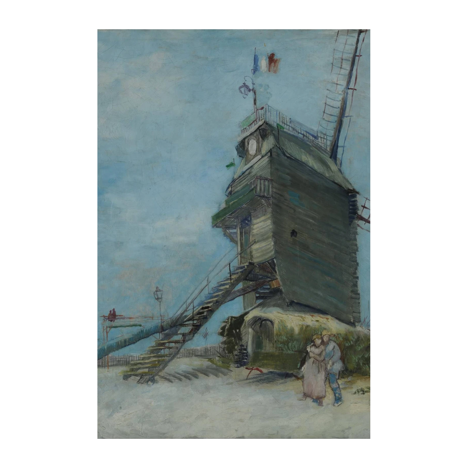 Romantic Windmill Embrace Wall Art