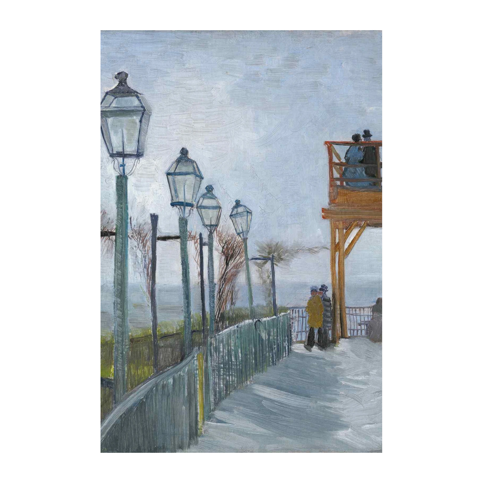 Impressionist Street Scene with Lamps Wall Art