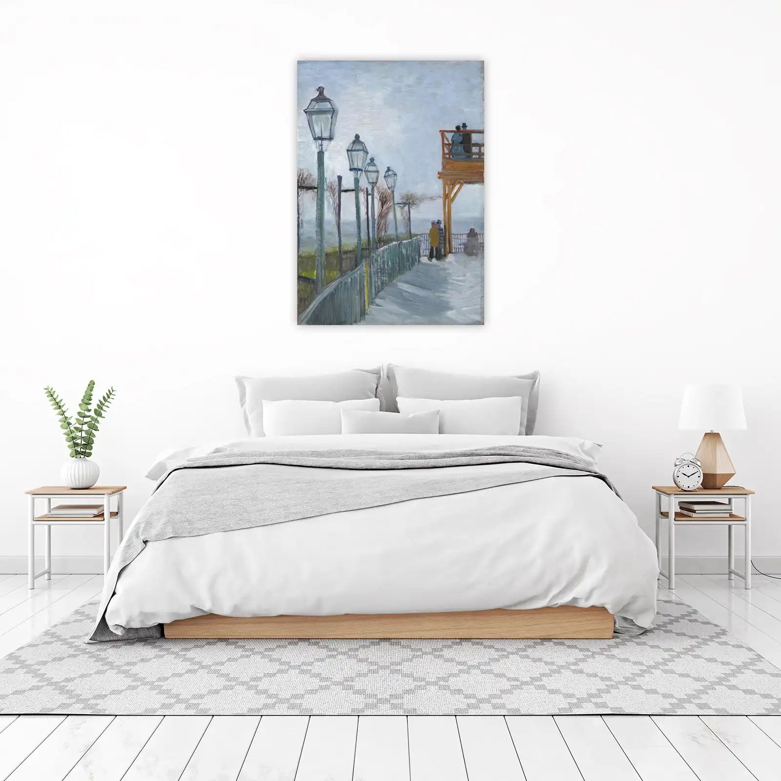 Impressionist Street Scene with Lamps Wall Art