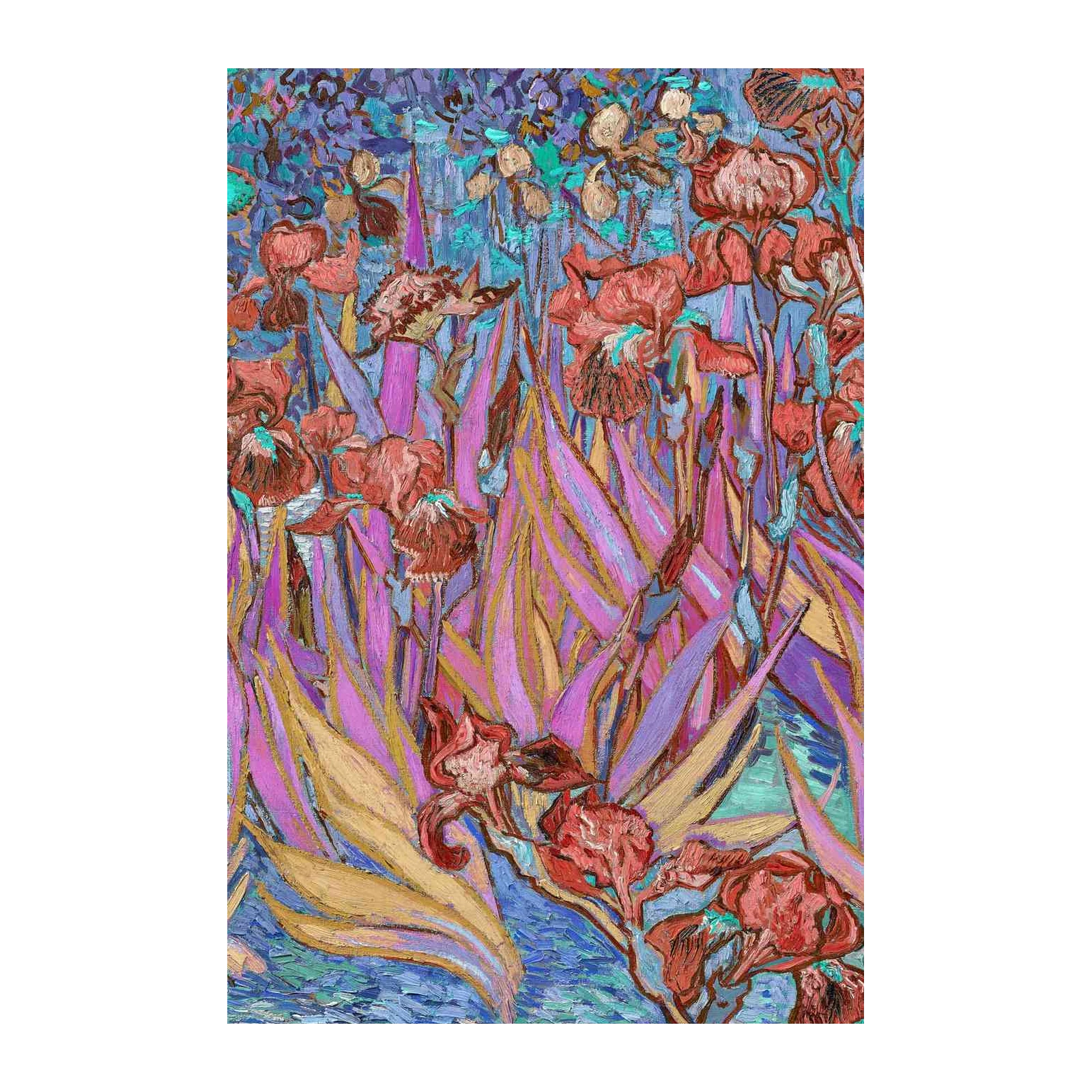 Vibrant Irises Van Gogh Style Wall Art
