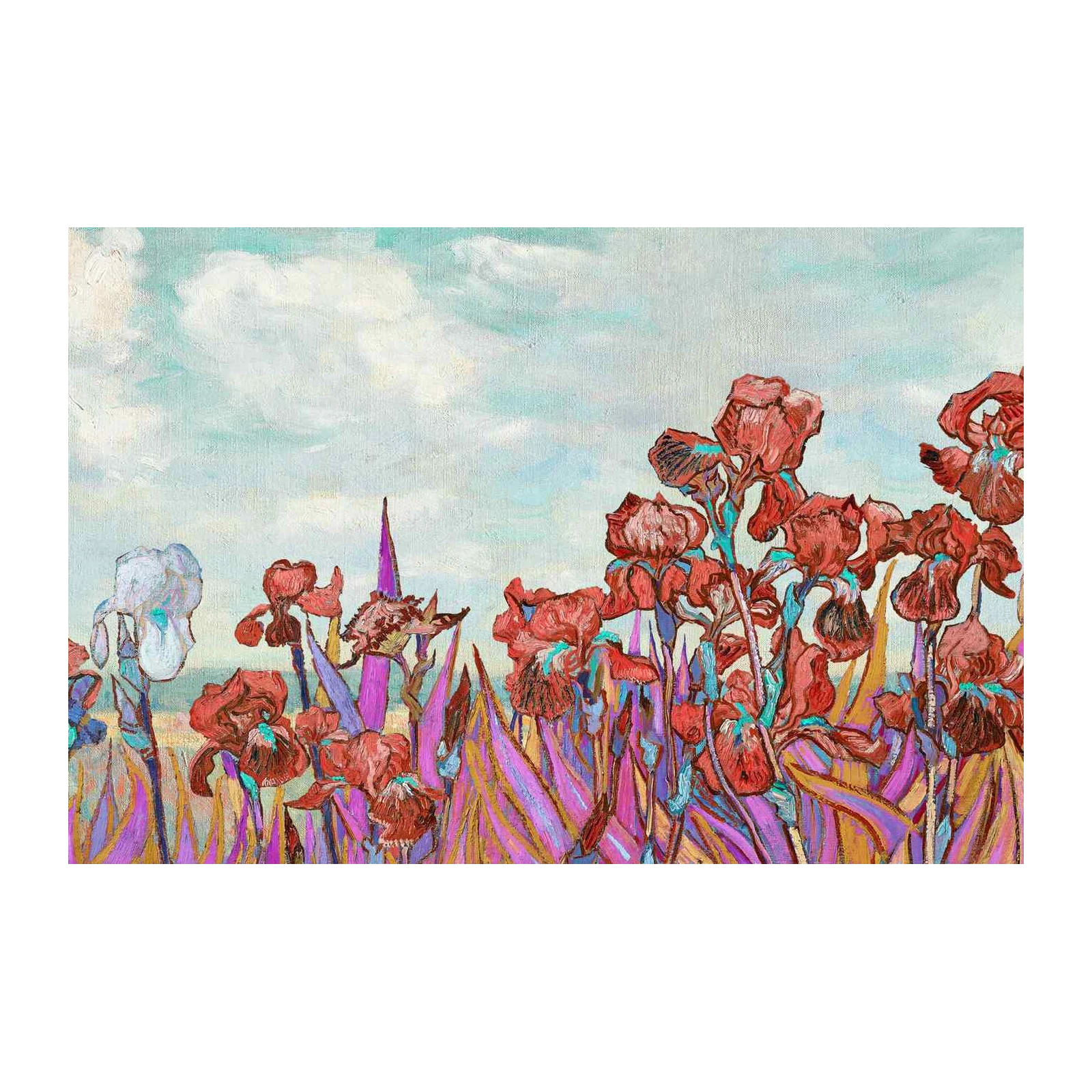 Vibrant Irises Field Impressionist Wall Art
