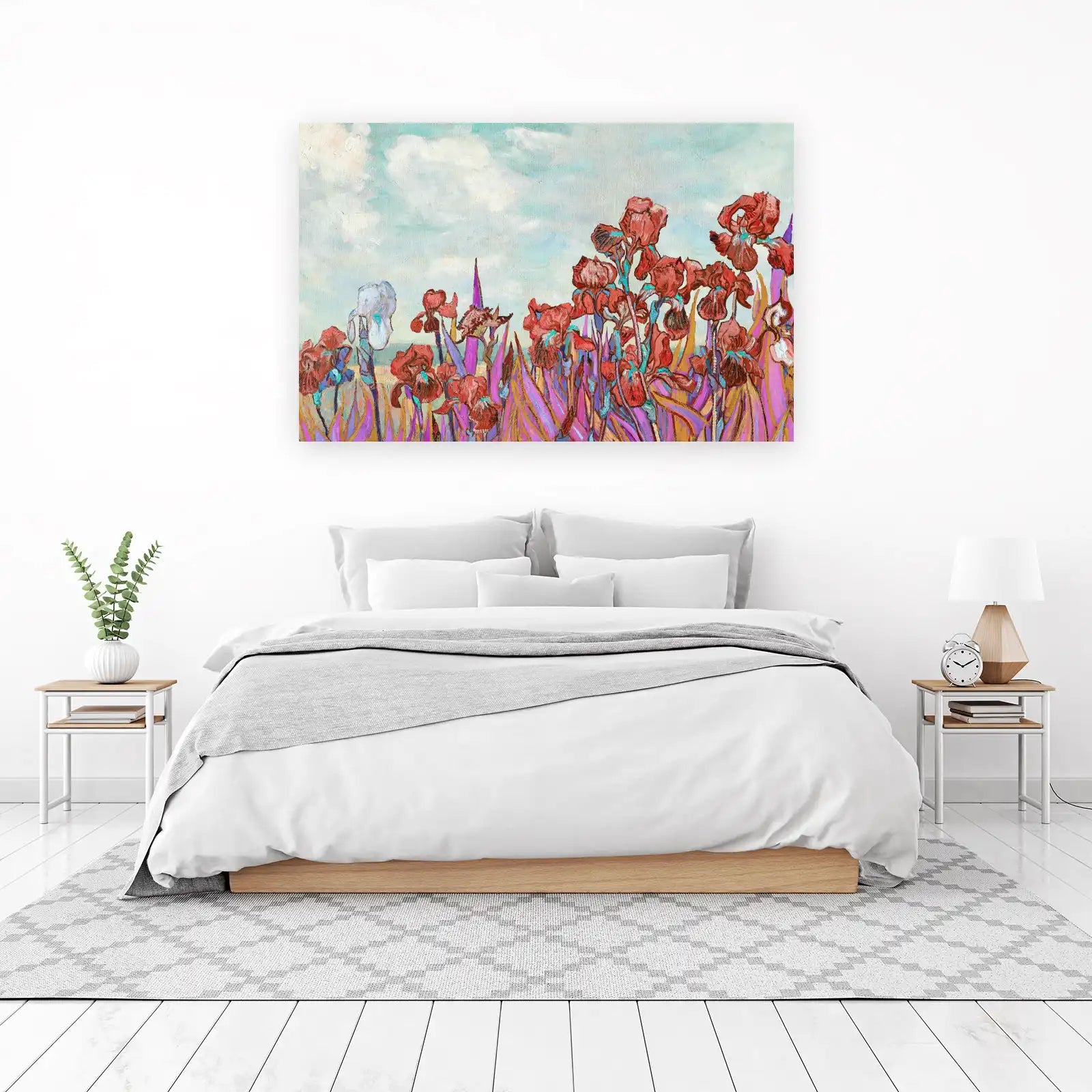 Vibrant Irises Field Impressionist Wall Art
