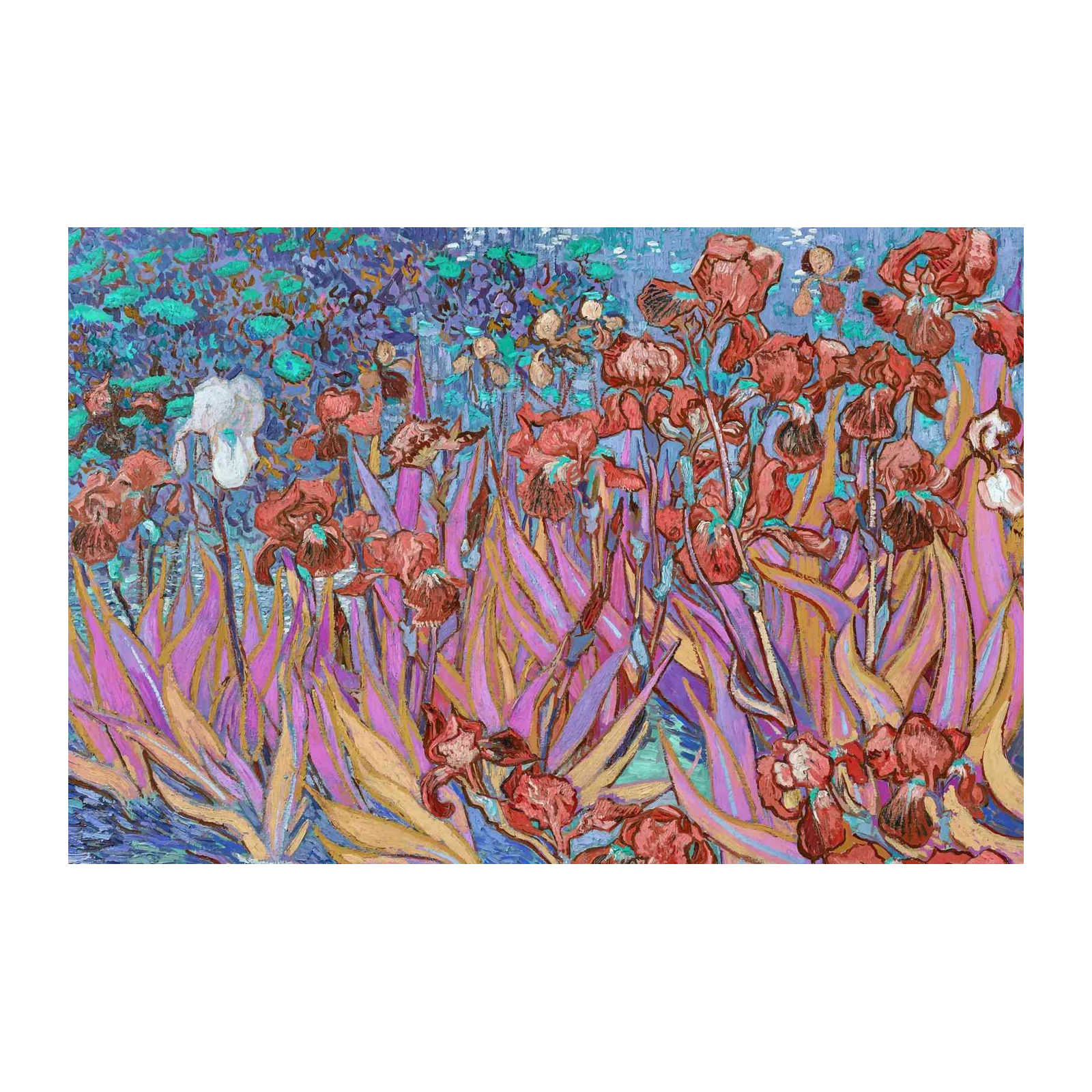 Vibrant Irises Van Gogh Inspired Wall Art