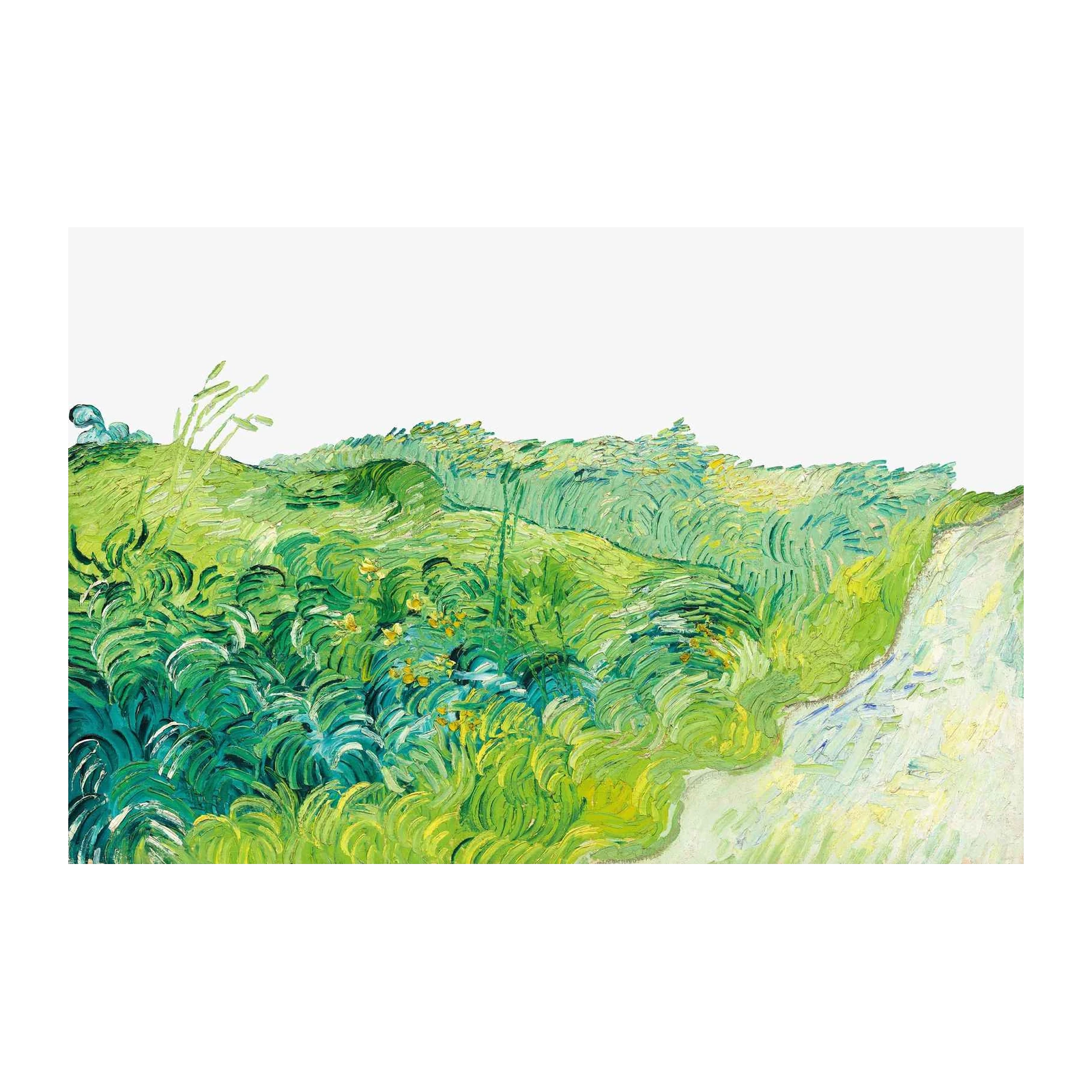 Vibrant Green Field with Yellow Flowers Wall Art